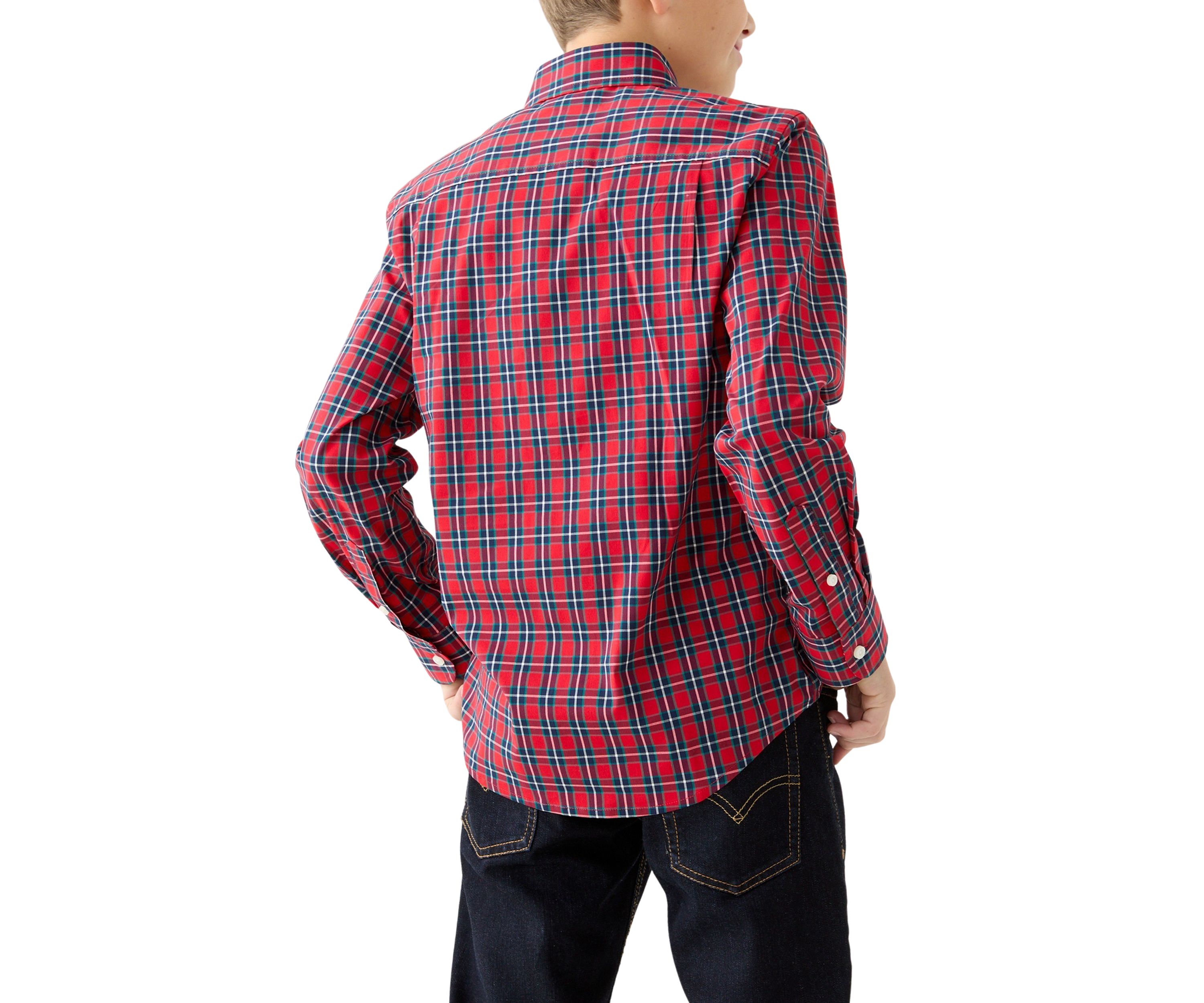 Boys 8-20 Long Sleeve Poplin Plaid Shirt