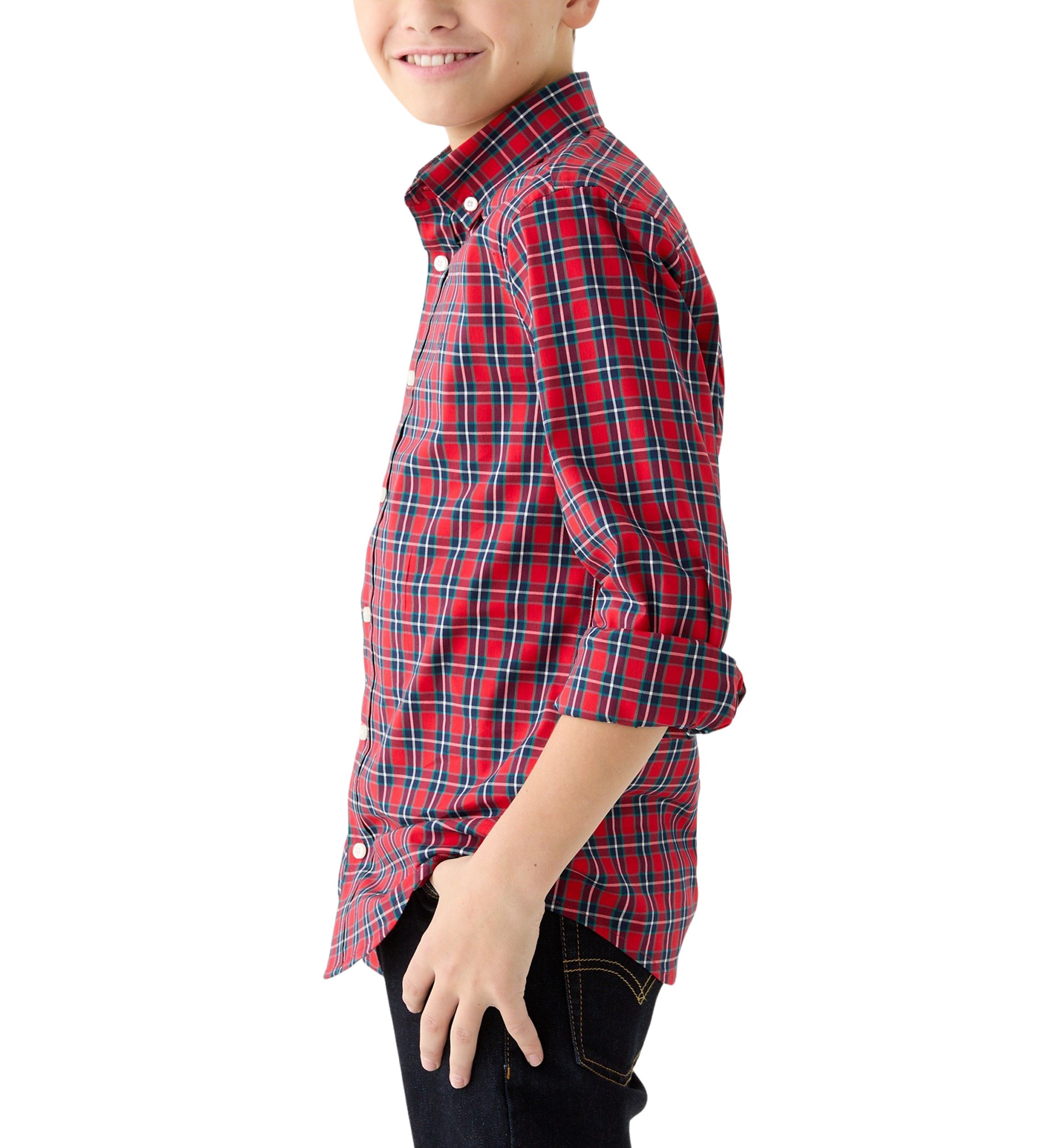 Boys 8-20 Long Sleeve Poplin Plaid Shirt