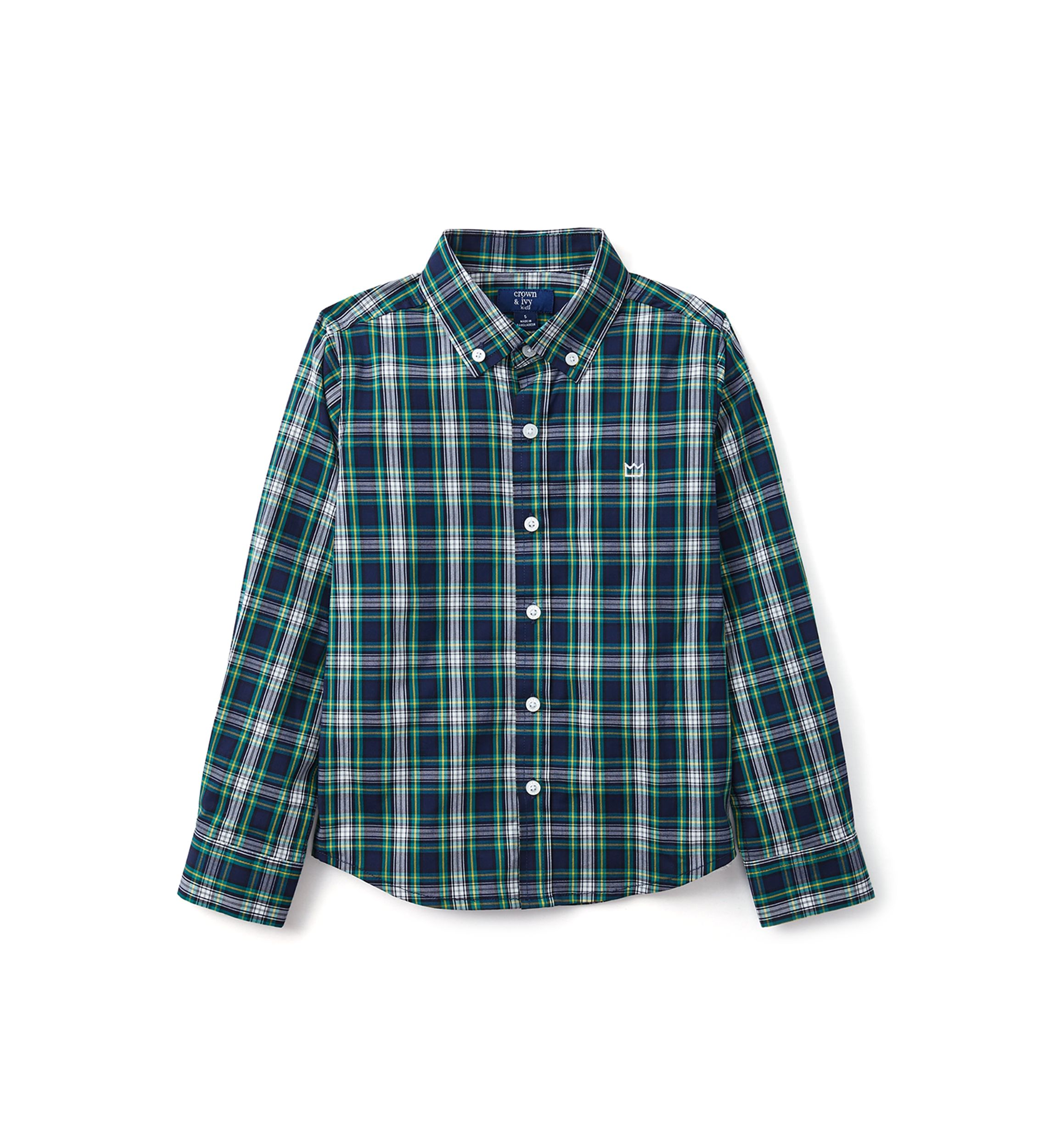 Boys 4-7 Long Sleeve Poplin Plaid Shirt