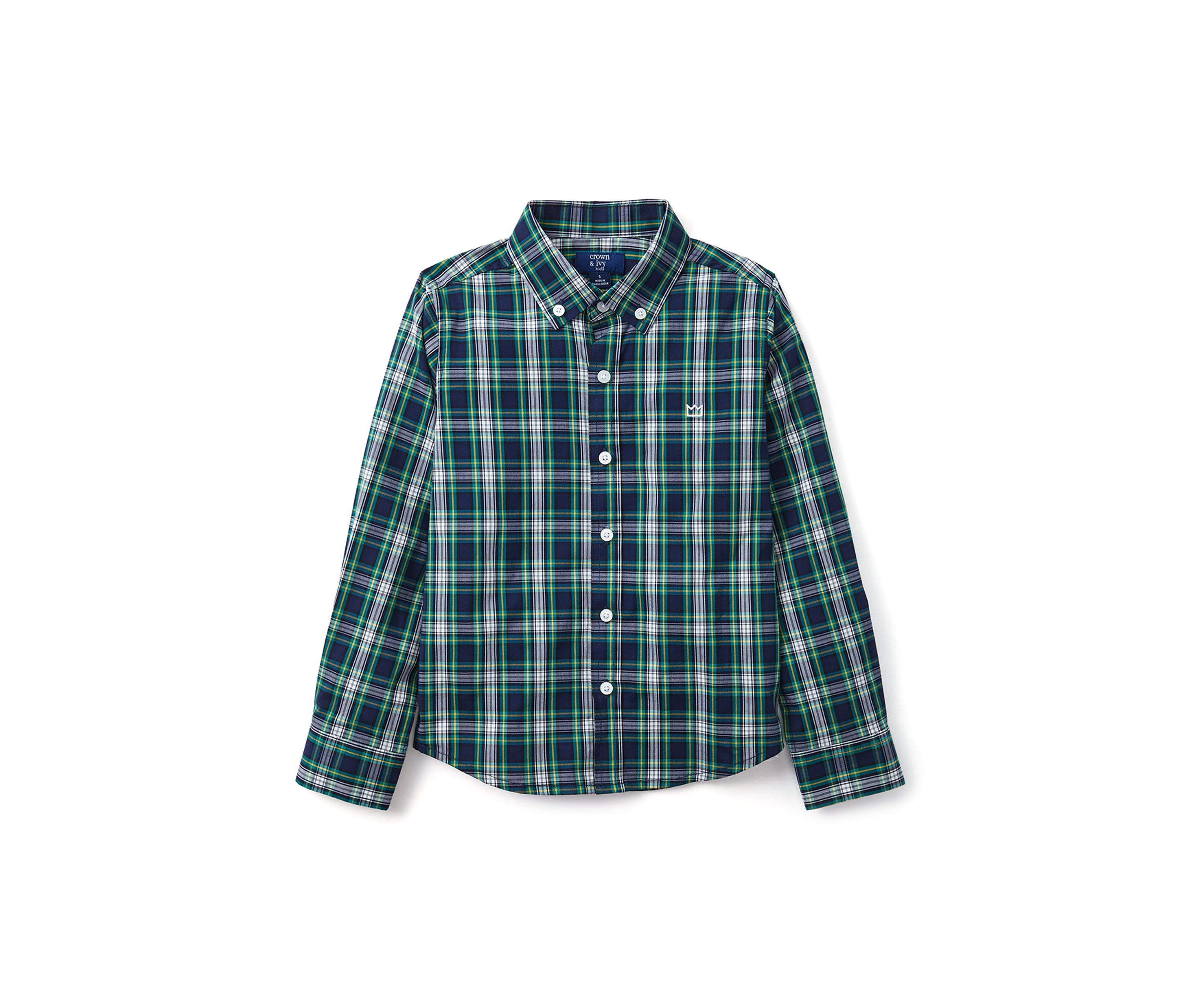 Boys 4-7 Long Sleeve Poplin Plaid Shirt