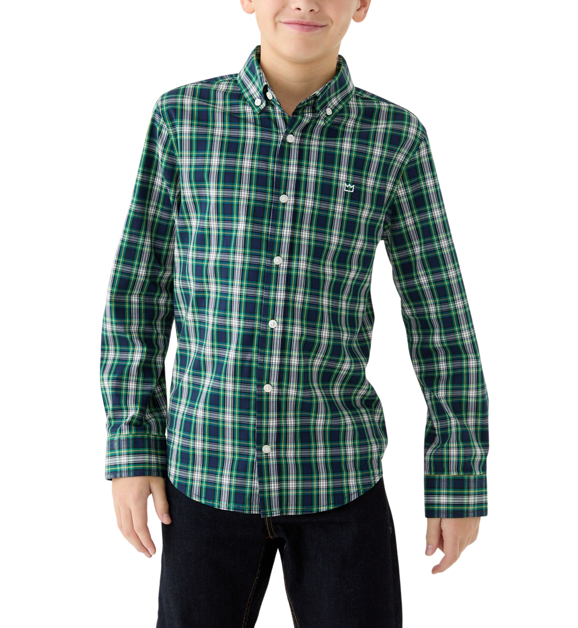 Boys 8-20 Long Sleeve Poplin Plaid Shirt