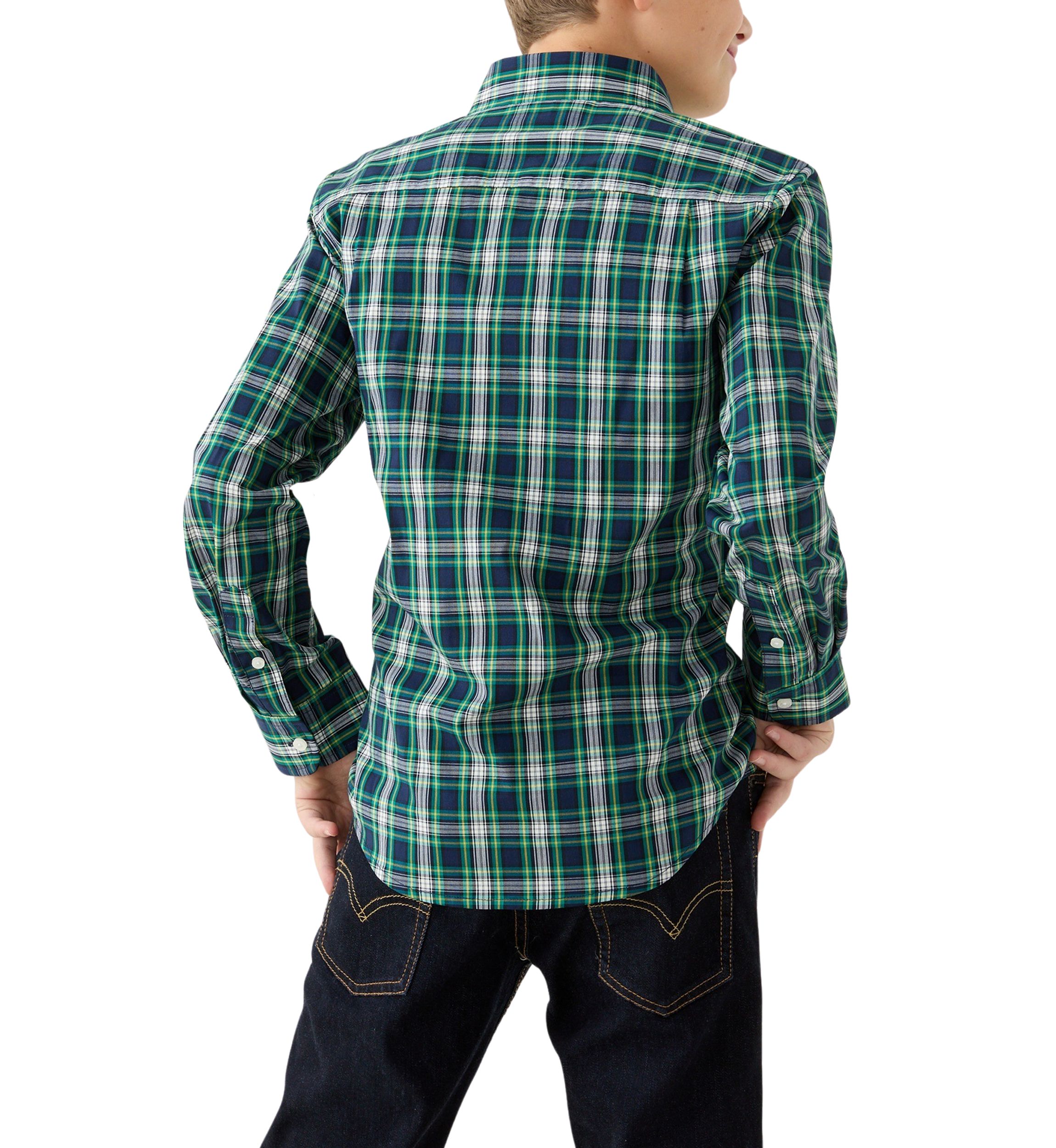 Boys 8-20 Long Sleeve Poplin Plaid Shirt