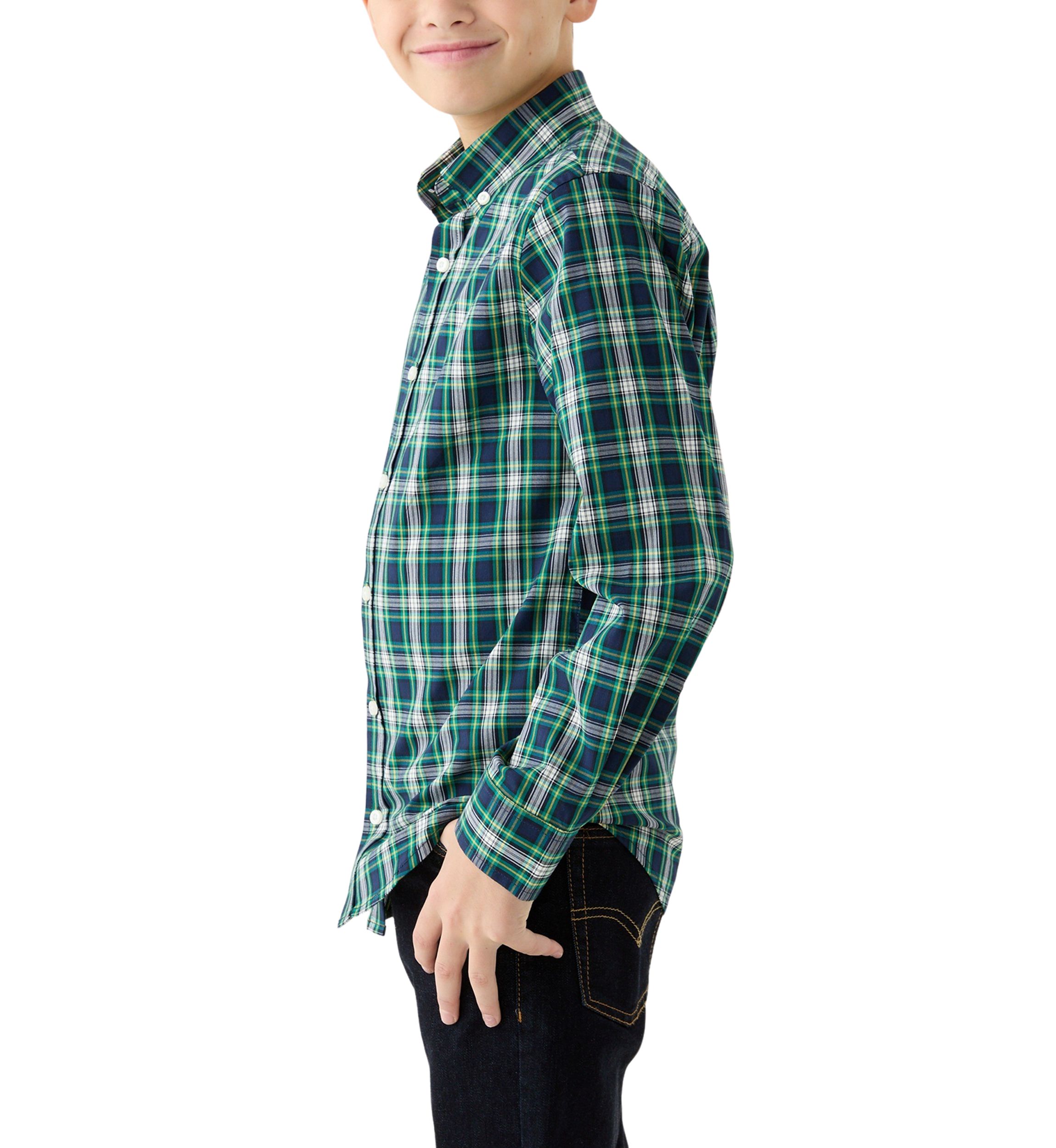 Boys 8-20 Long Sleeve Poplin Plaid Shirt