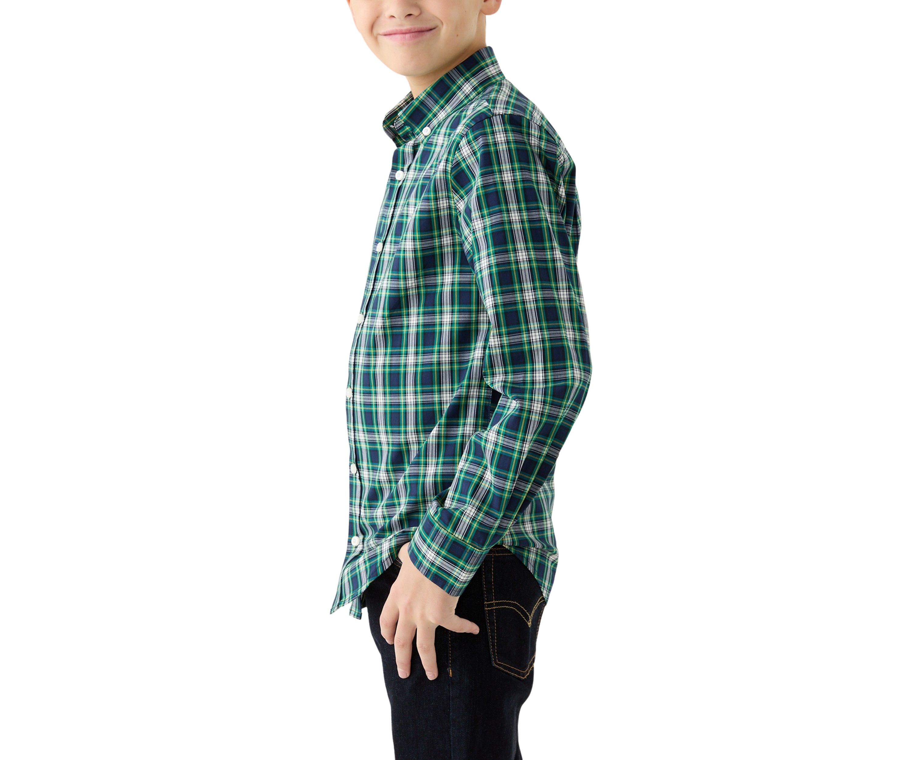 Boys 8-20 Long Sleeve Poplin Plaid Shirt