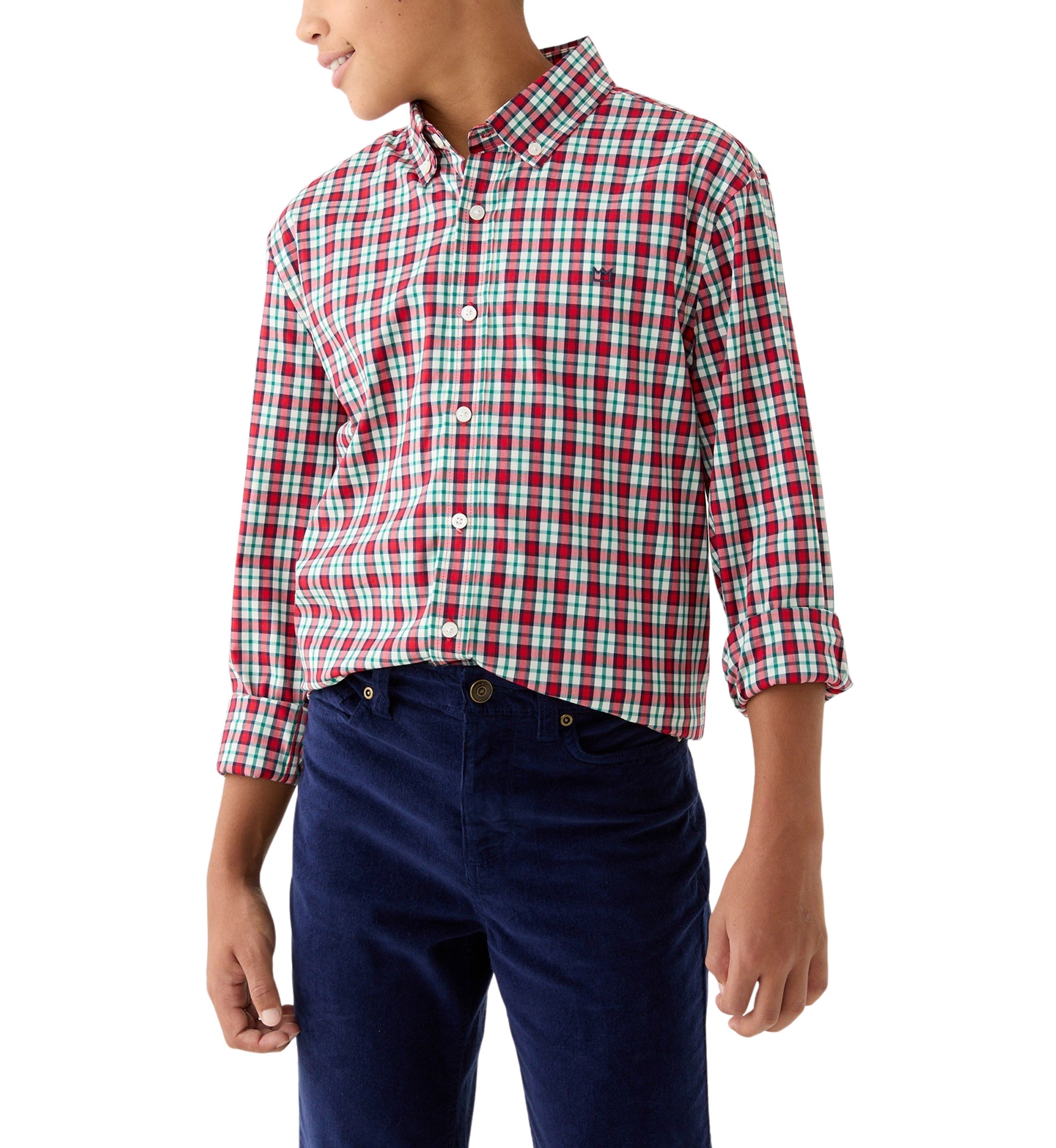 Boys 8-20 Long Sleeve Poplin Plaid Shirt