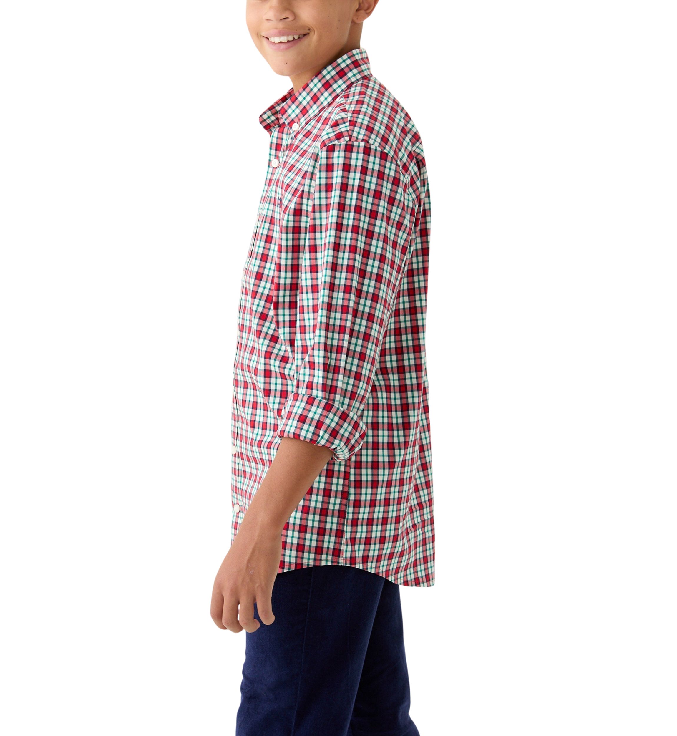 Boys 8-20 Long Sleeve Poplin Plaid Shirt
