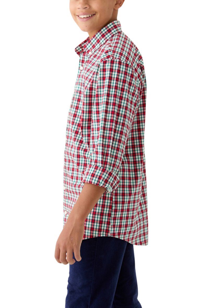 Boys 8-20 Long Sleeve Poplin Plaid Shirt