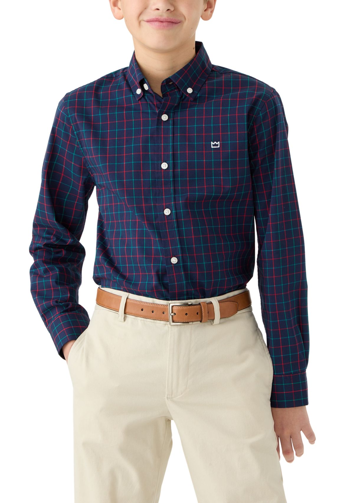Boys 8-20 Poplin Plaid Shirt