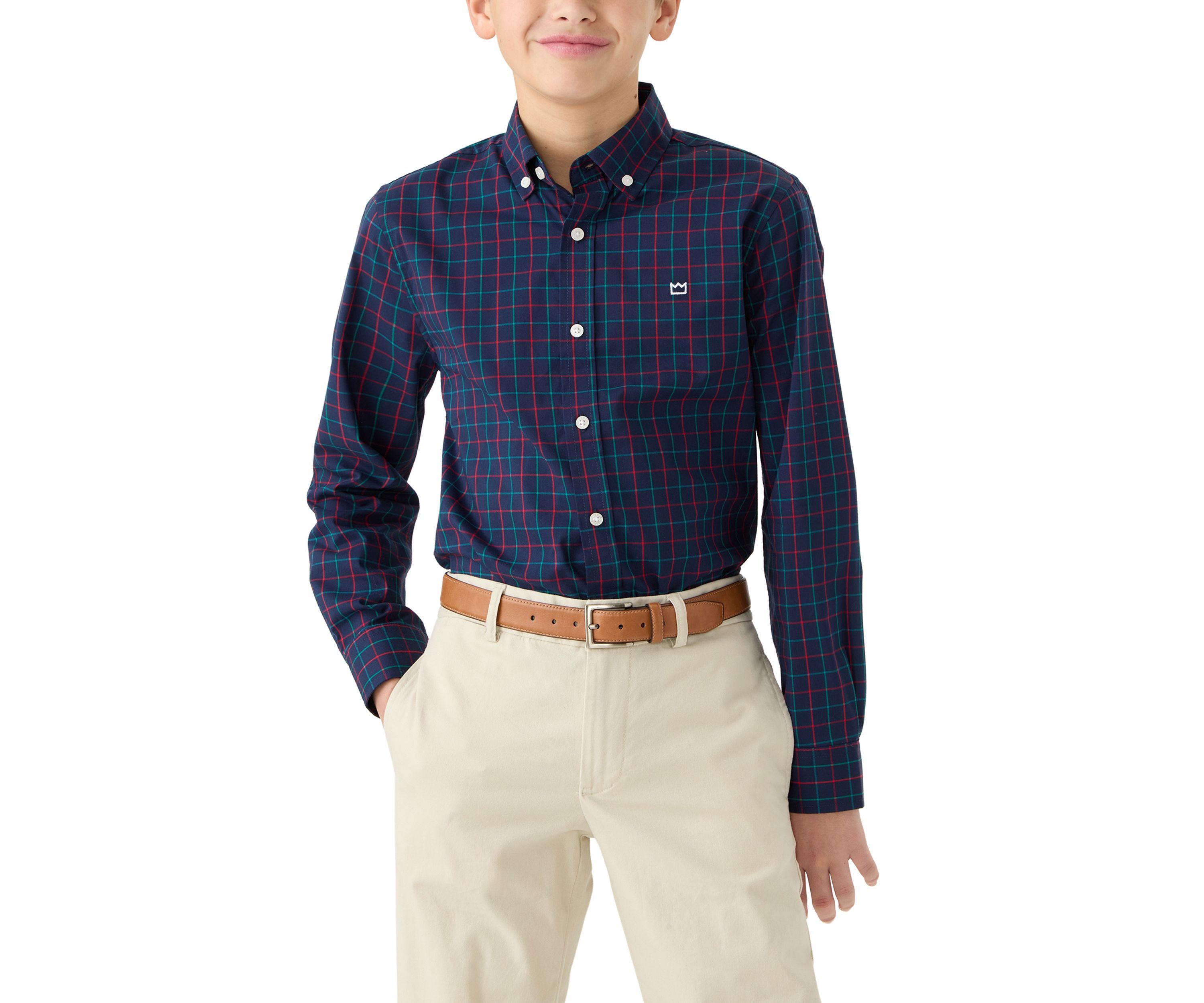 Boys 8-20 Poplin Plaid Shirt