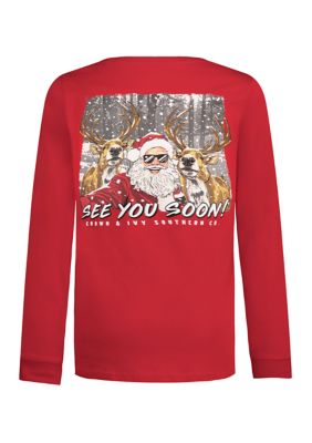 Crown & Ivy Boys 8-20 Selfie Santa Long Sleeve Graphic T-Shirt
