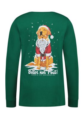 Crown & Ivy Boys 8-20 Dog Santa Graphic Long Sleeve Tee