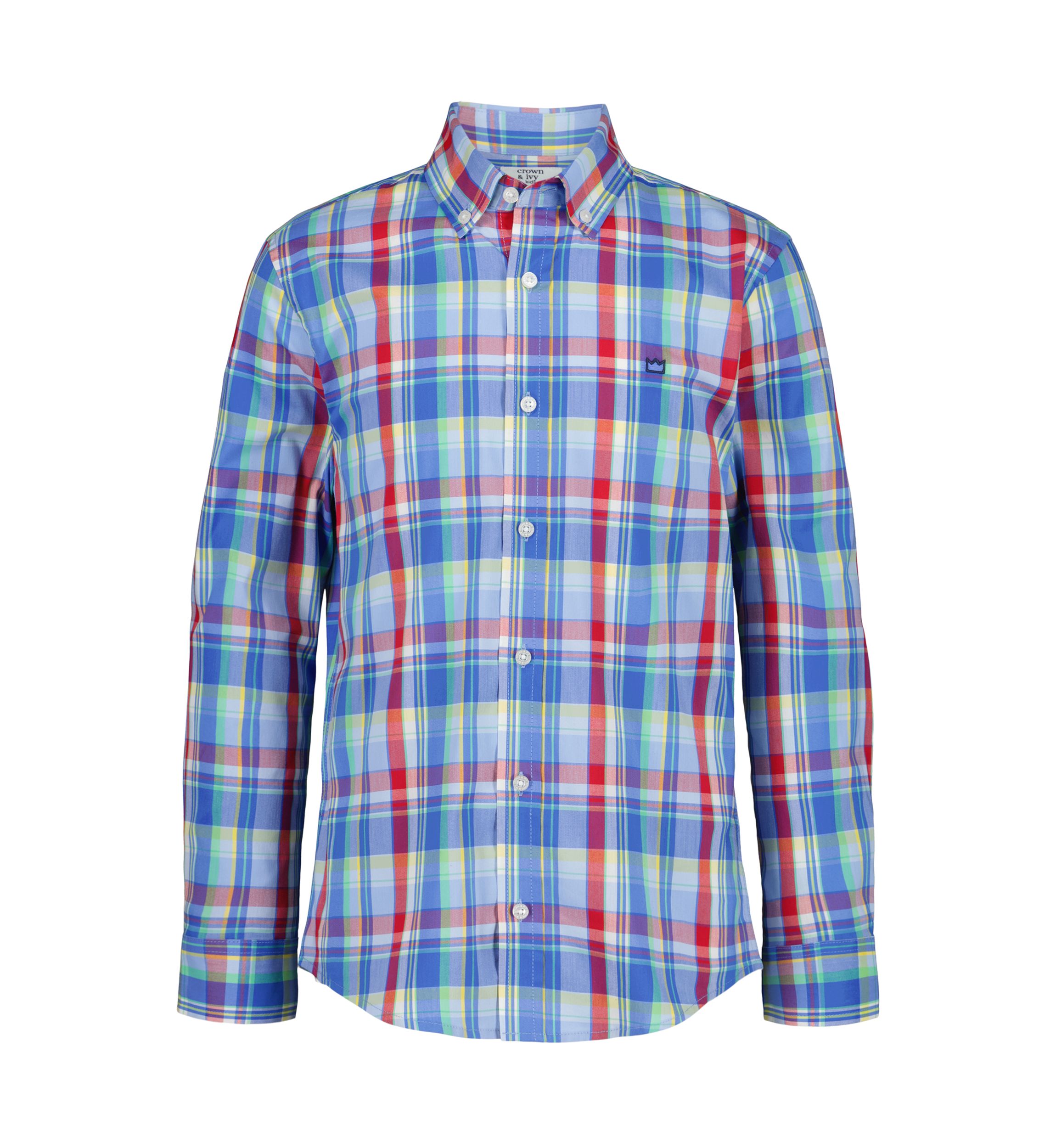 Boys 8-20 Husky Plaid Poplin Shirt