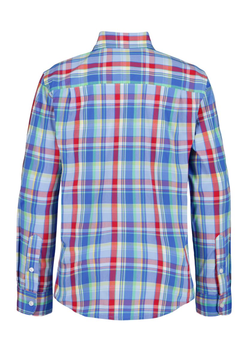Boys 4-7 Summer Plaid Poplin Shirt