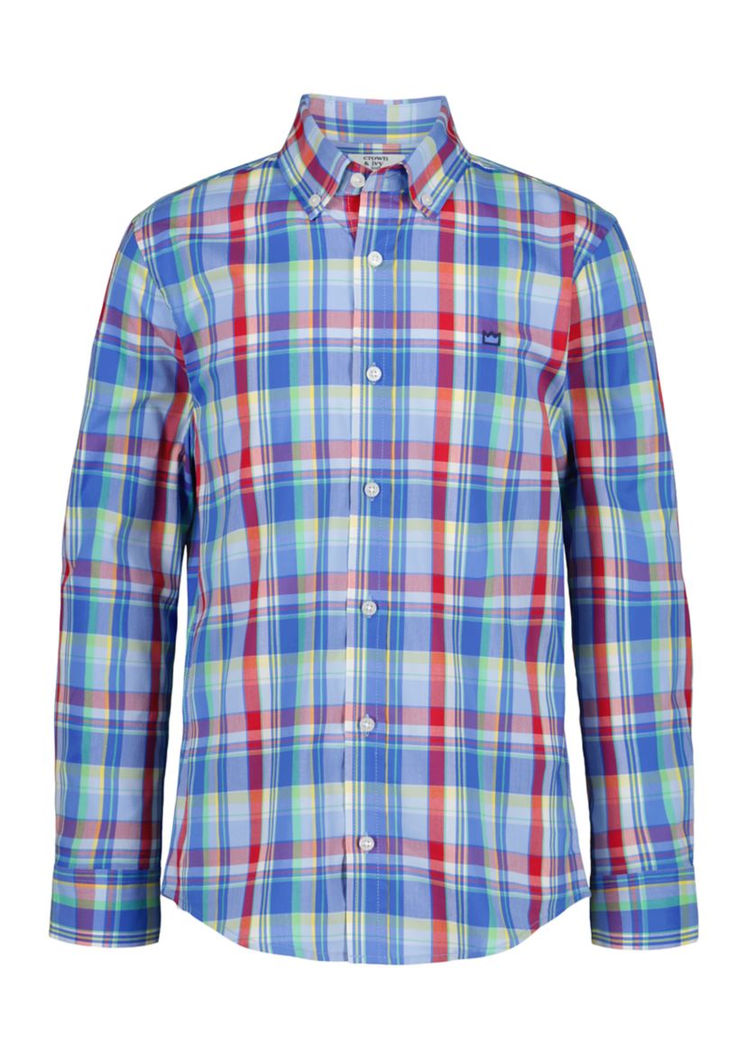 Boys 8-20 Summer Plaid Poplin Shirt