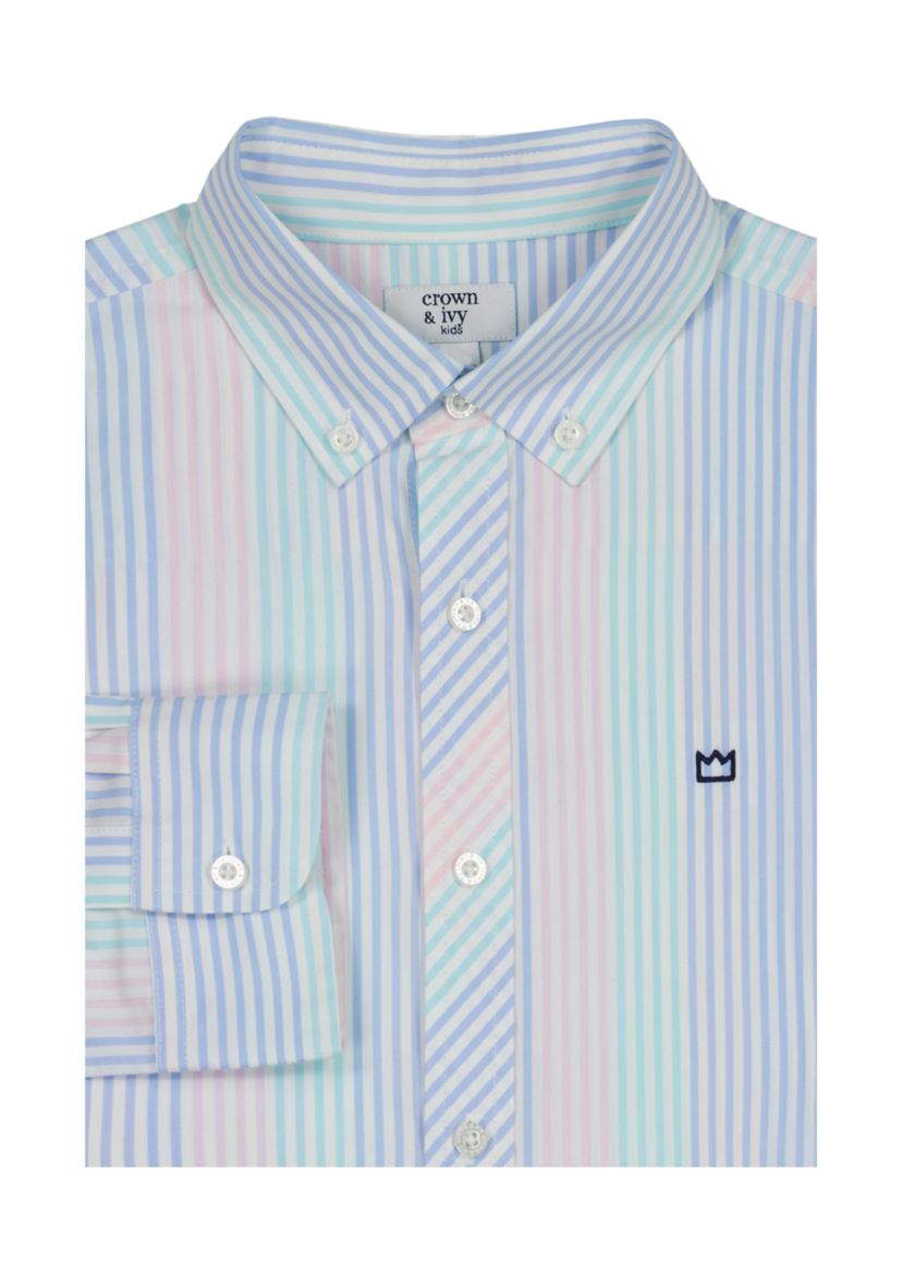 Boys 8-20 Woven Seaside Stripe Poplin Shirt