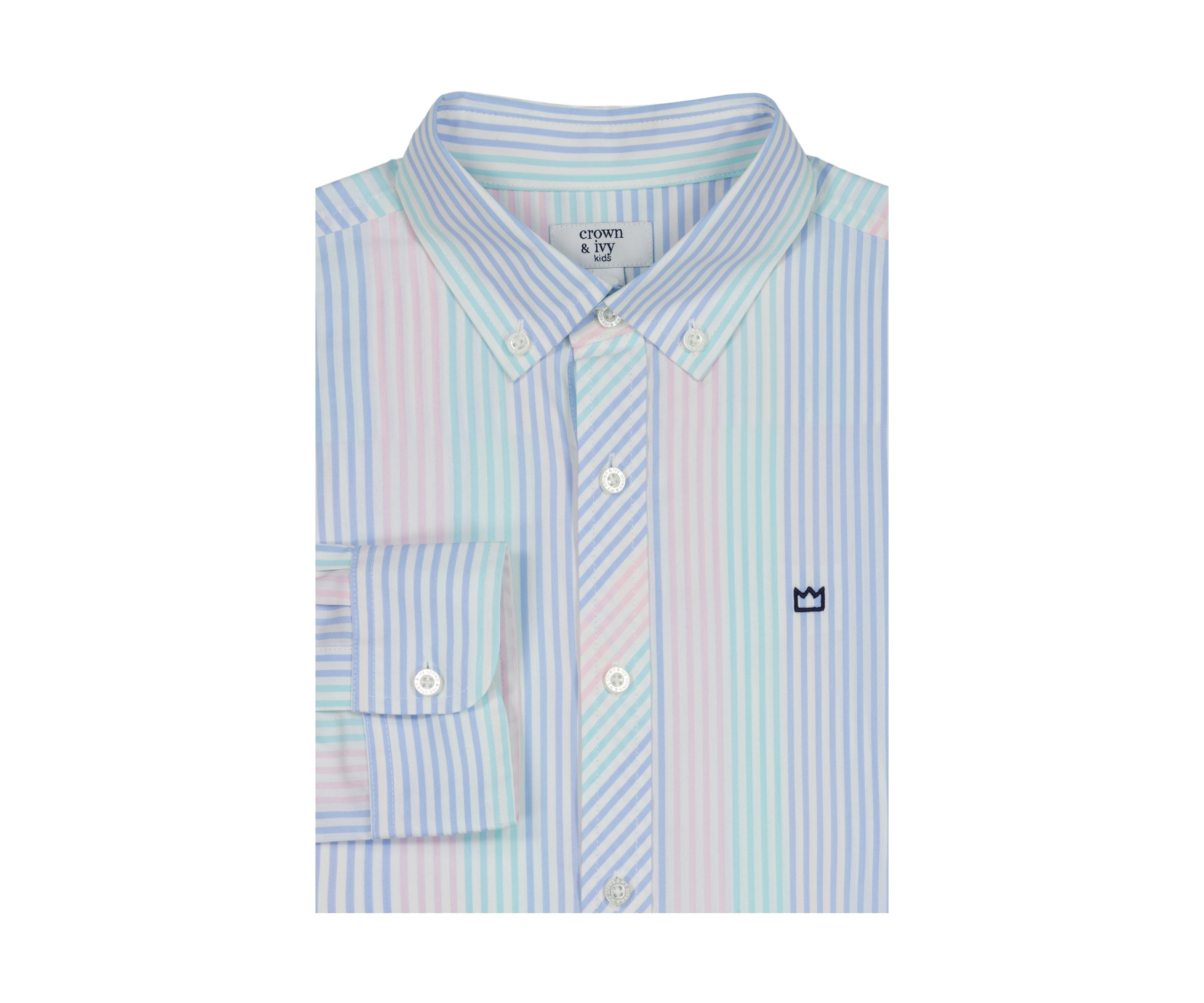 Boys 8-20 Long Sleeve Striped Poplin Shirt