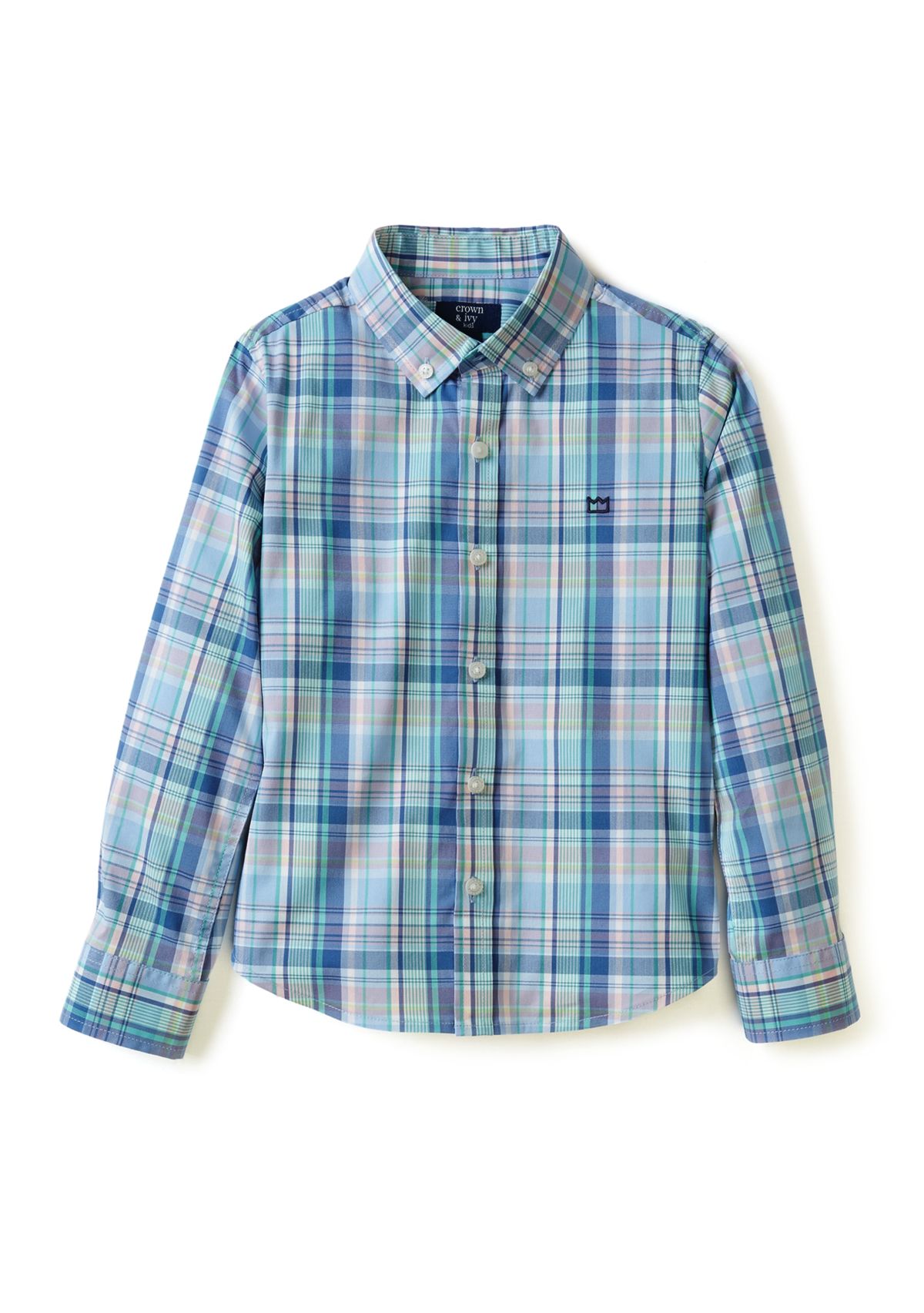 Boys 4-7 Coastal Plaid Poplin Shirt 