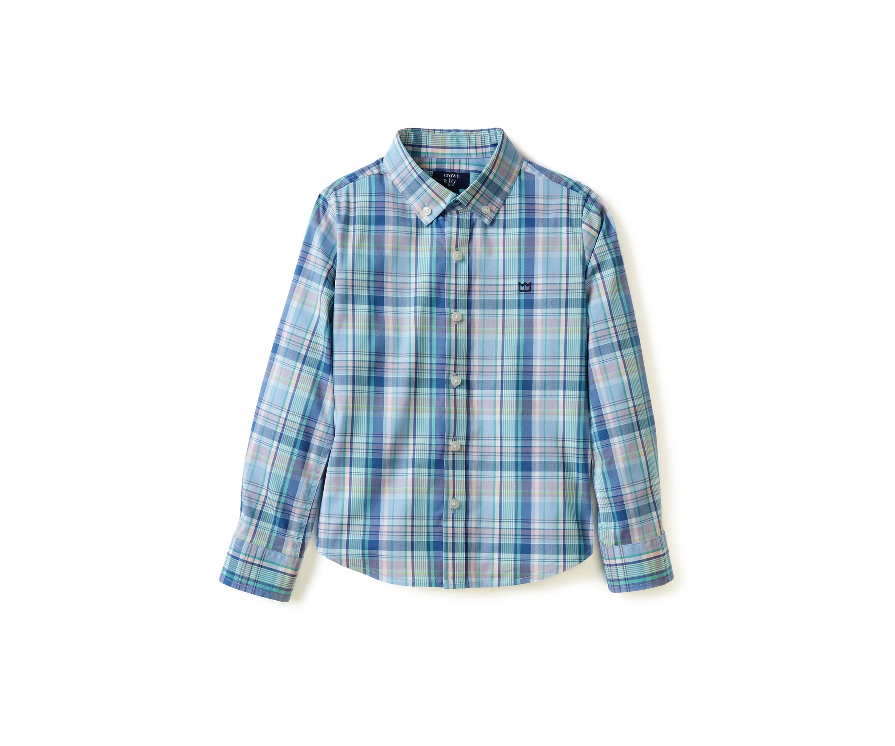 Boys 4-7 Coastal Plaid Poplin Shirt 