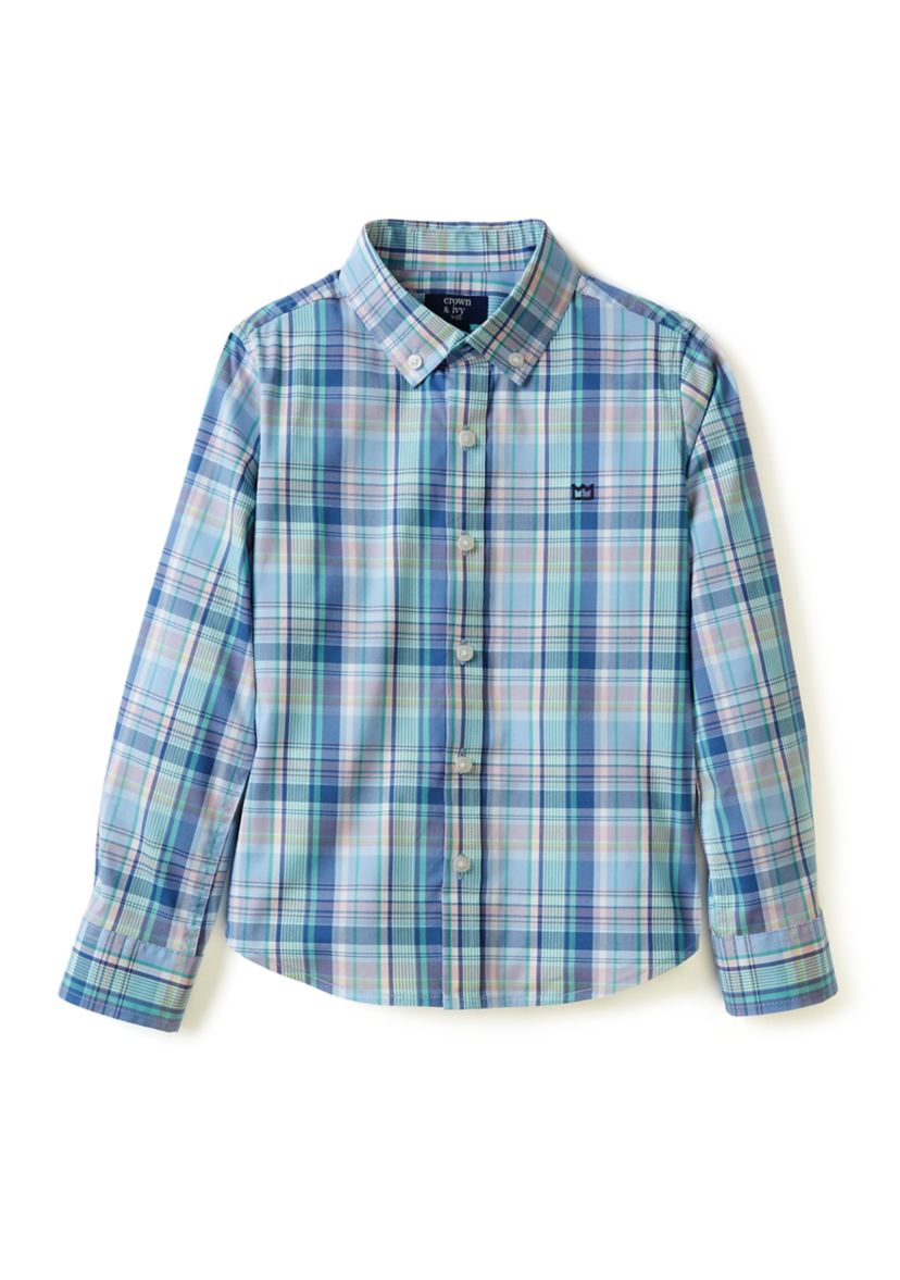 Boys 4-7 Coastal Plaid Poplin Shirt 