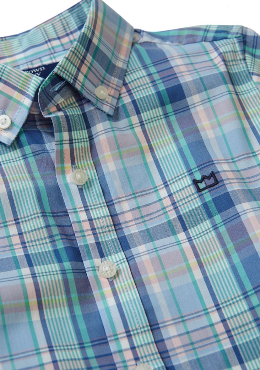 Boys 4-7 Coastal Plaid Poplin Shirt 