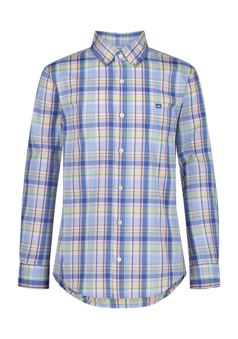 Boys 4-7 Woven Coastal Plaid Poplin Shirt