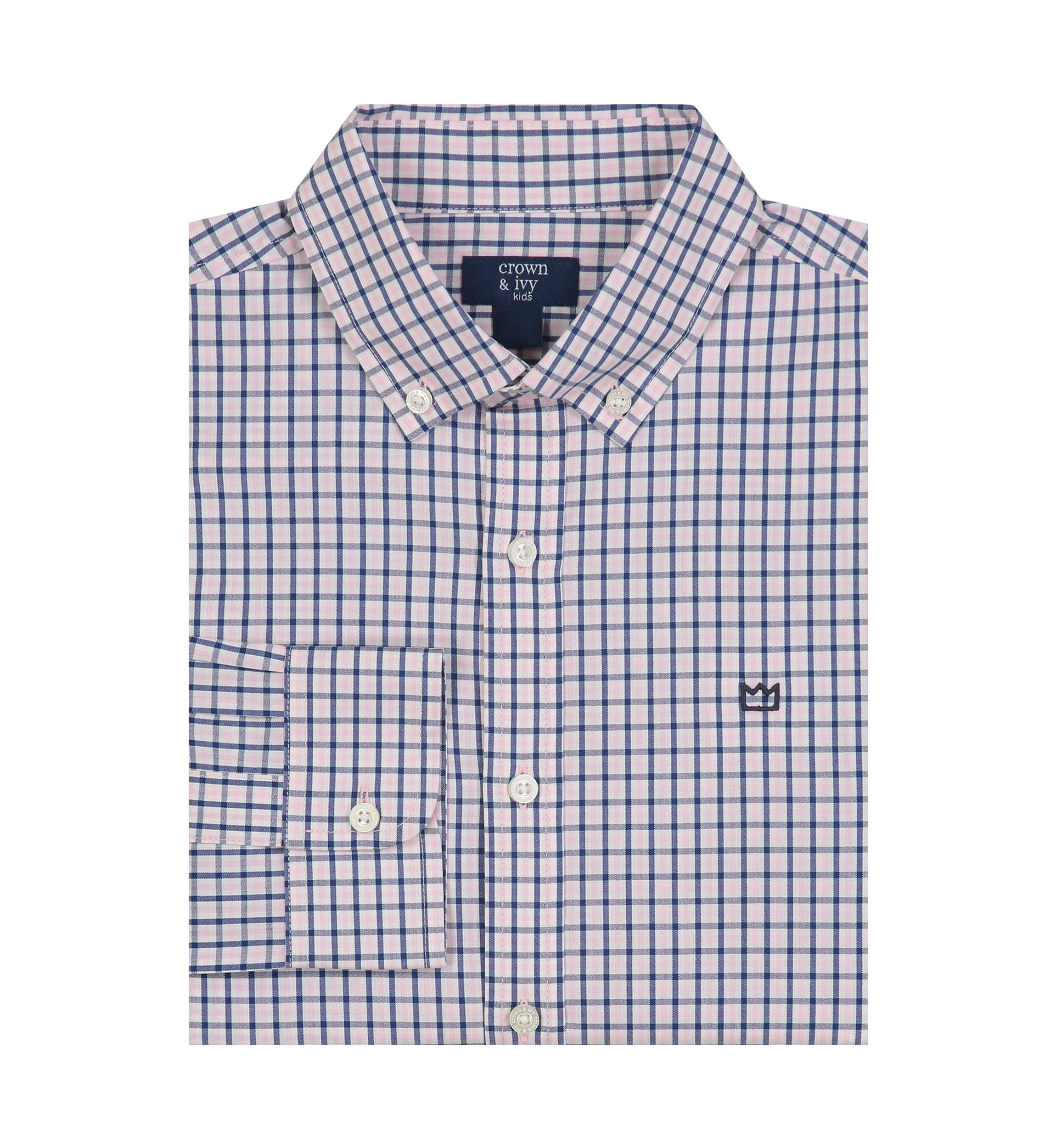Boys 4-7 Long Sleeve Plaid Woven Shirt 