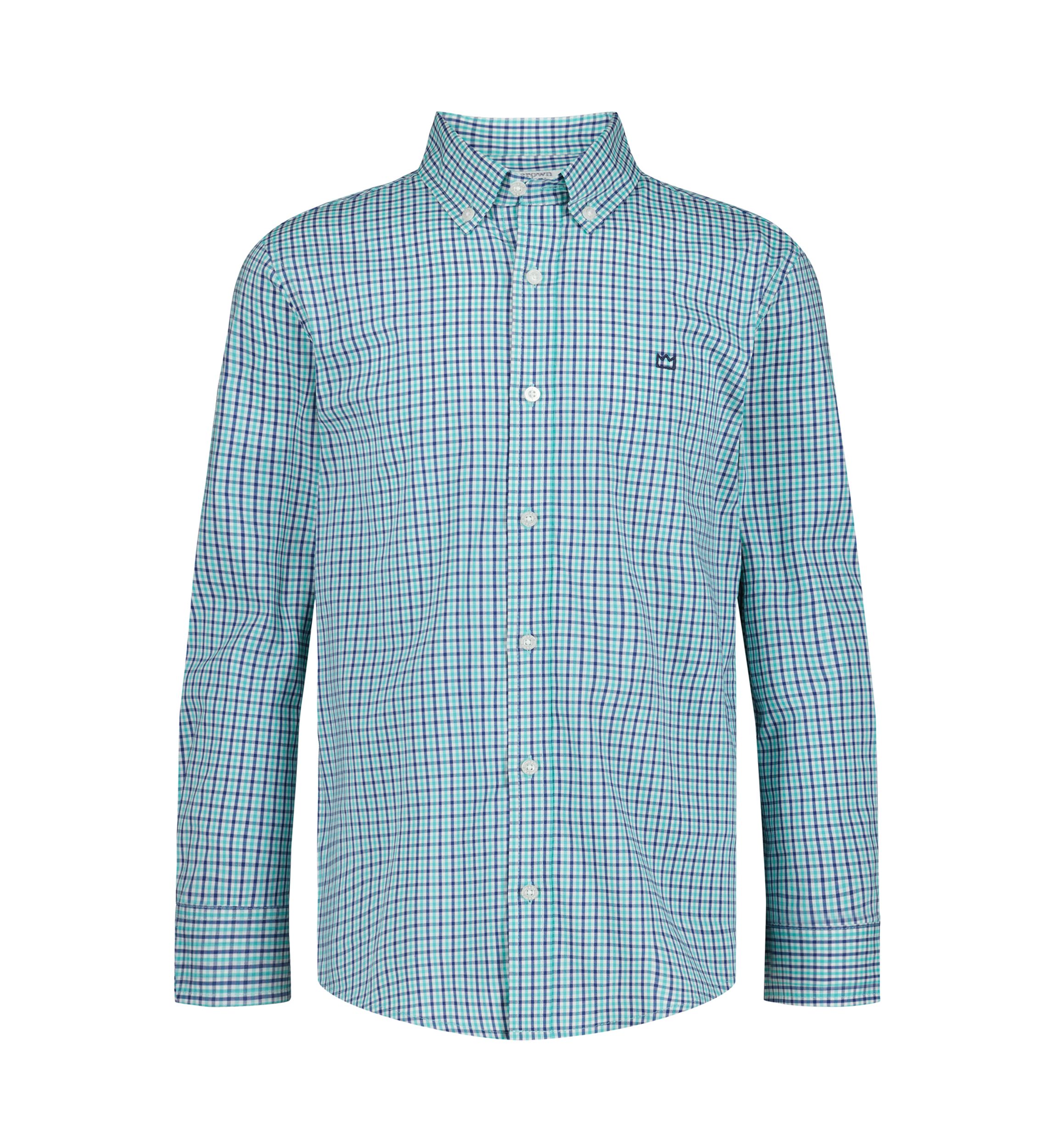 Boys 8-20 Gingham Printed Poplin Shirt