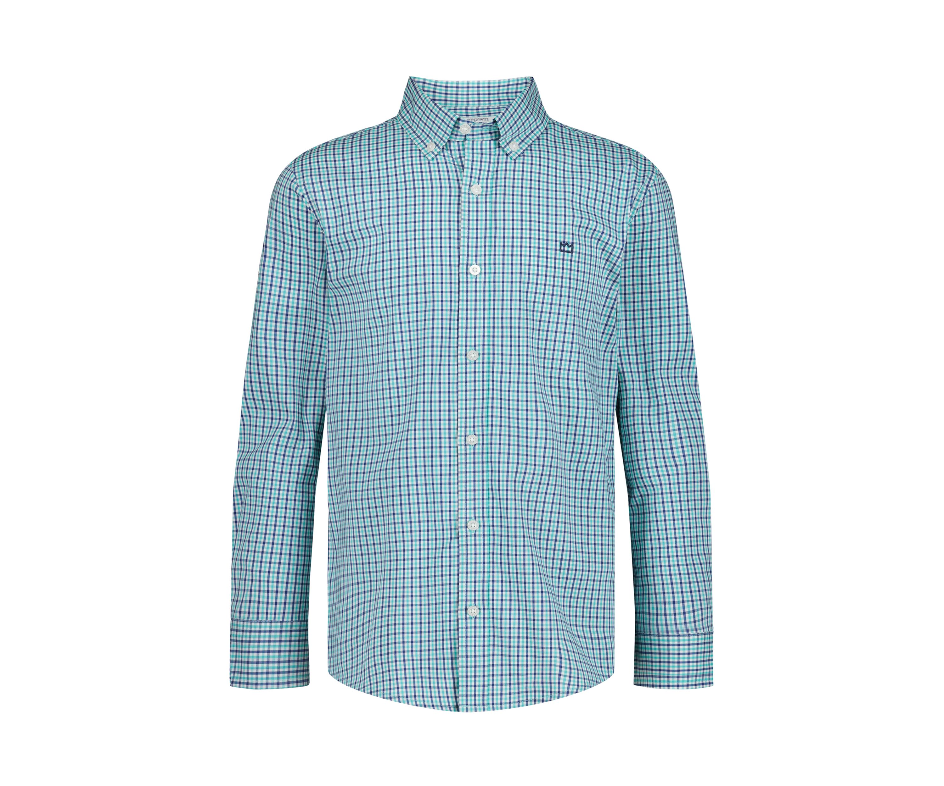 Boys 8-20 Gingham Printed Poplin Shirt