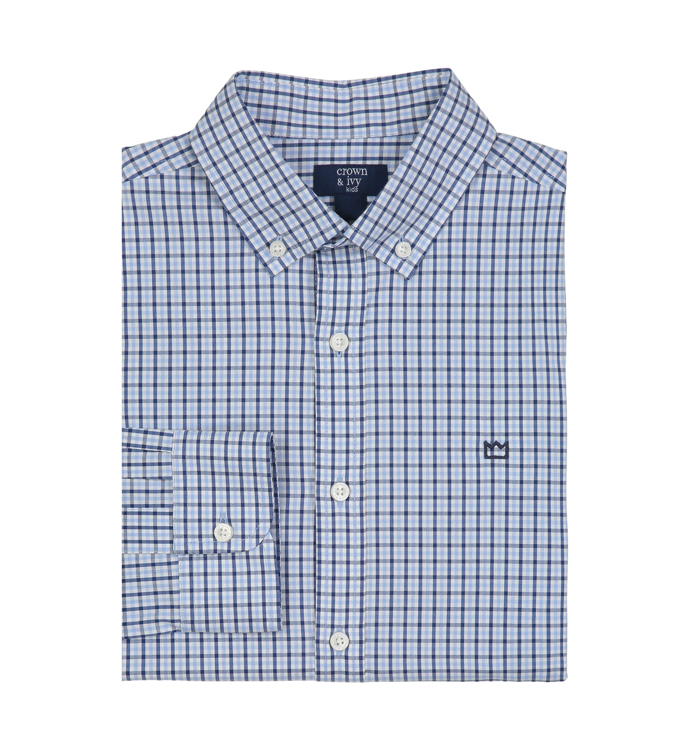 Boys 8-20 Woven Gingham Poplin Shirt