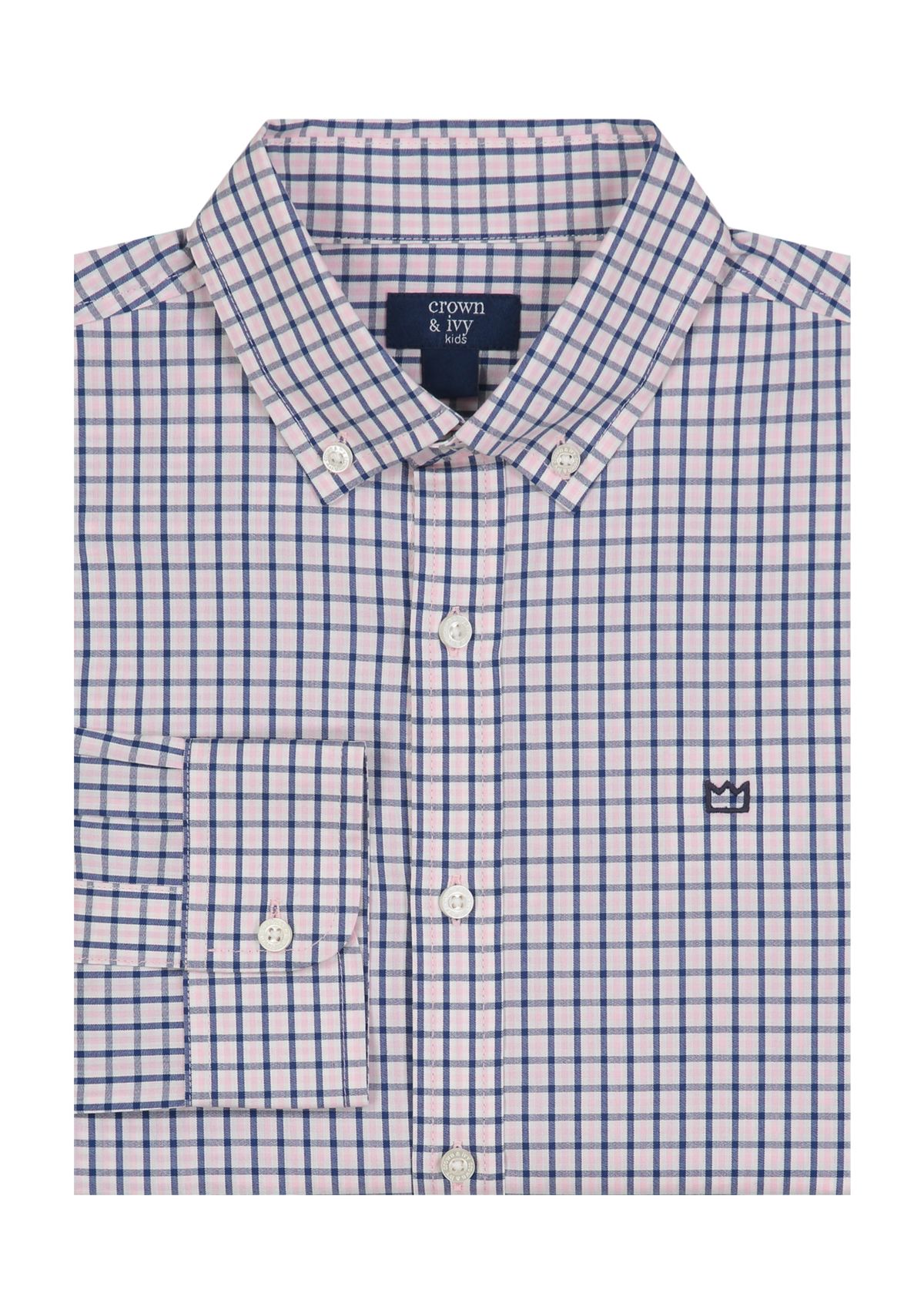 Boys 8-20 Woven Gingham Printed Shirt