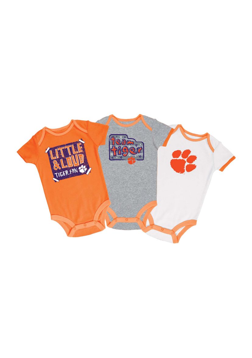 NCAA Baby Boys Clemson Tigers Orange Bodysuit Set - 3 Pack