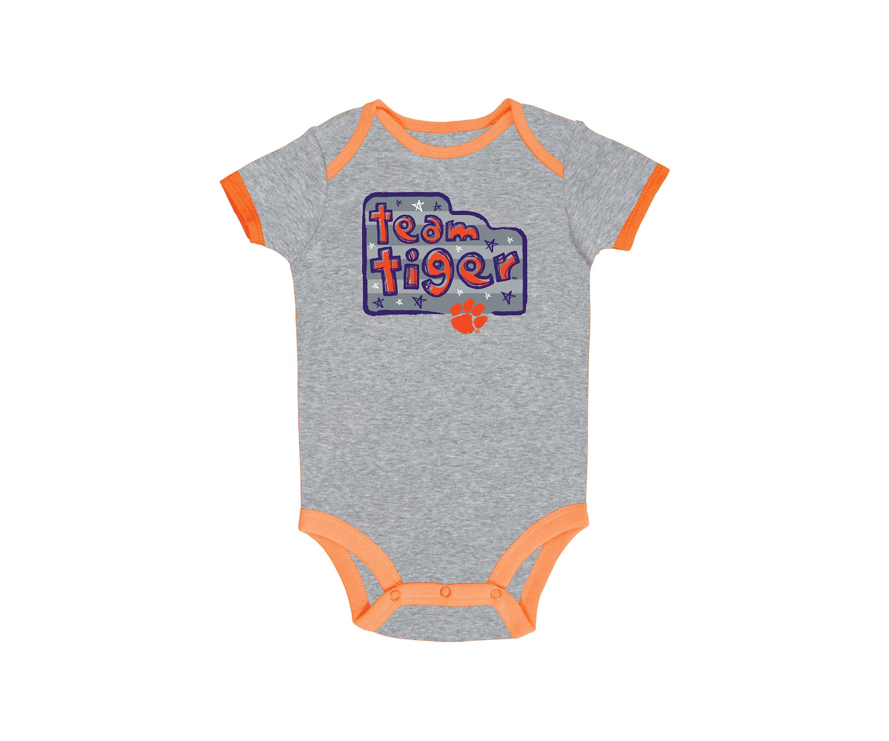 NCAA Baby Boys Clemson Tigers Orange Bodysuit Set - 3 Pack