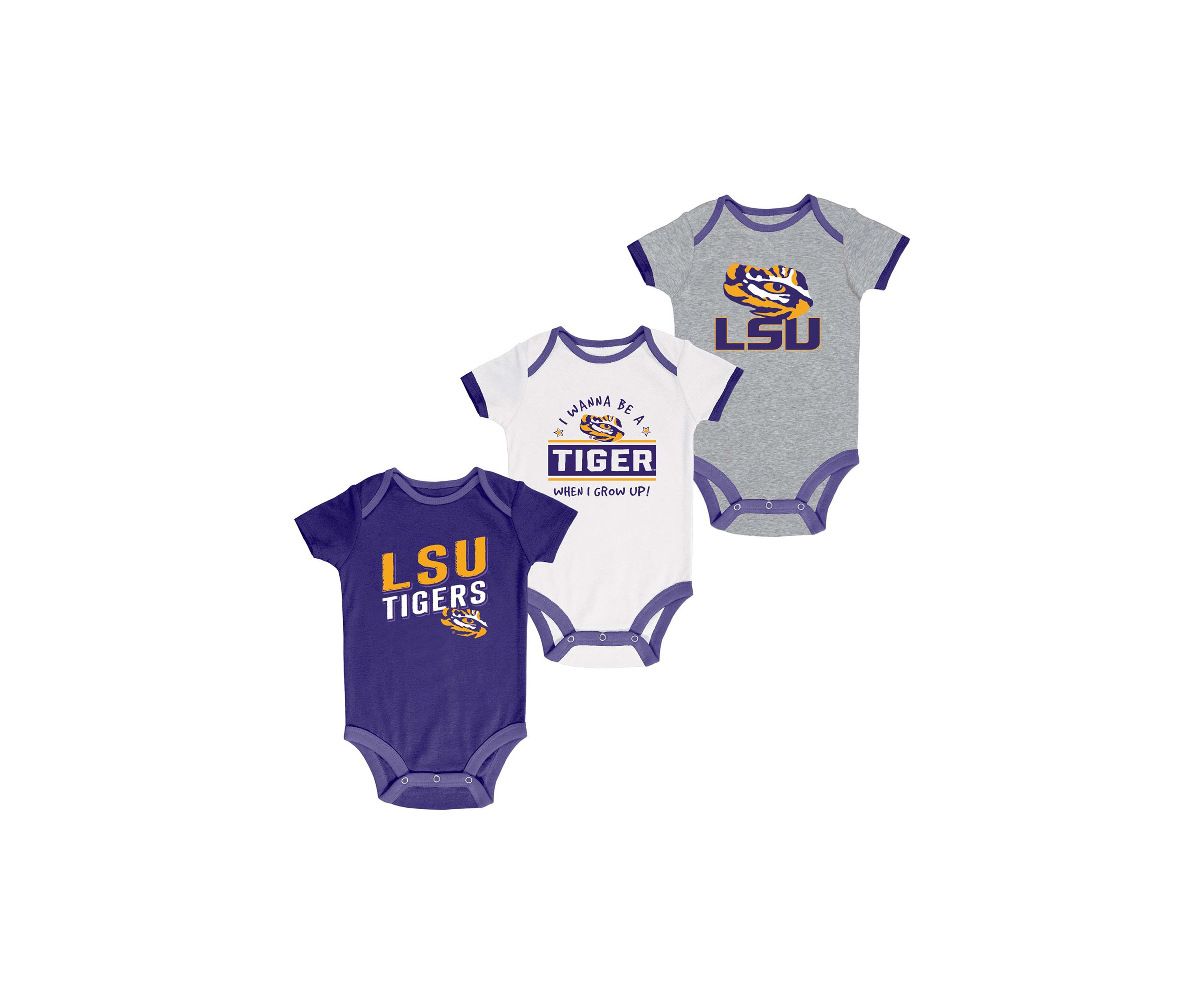 Baby Boys NCAA LSU Tigers Bodysuit Set - 3 Pack