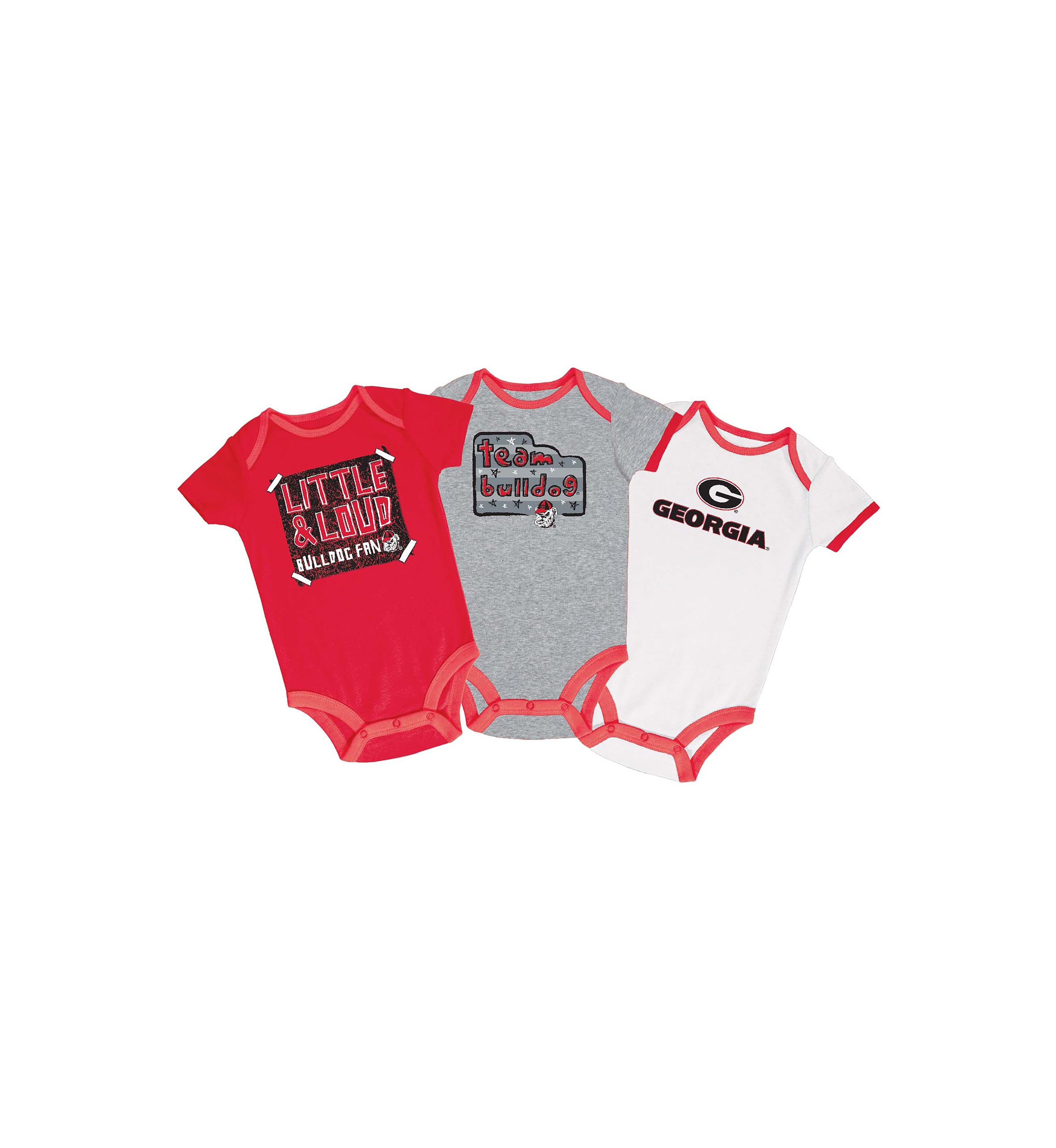 NCAA Baby Boys Georgia Bulldogs Bodysuits - 3 Pack
