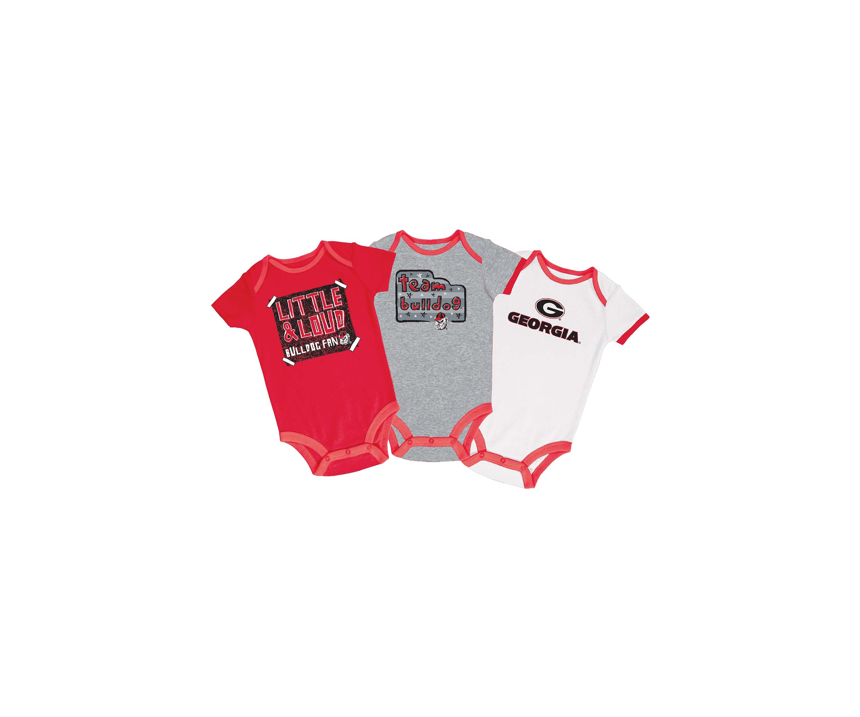 NCAA Baby Boys Georgia Bulldogs Bodysuits - 3 Pack