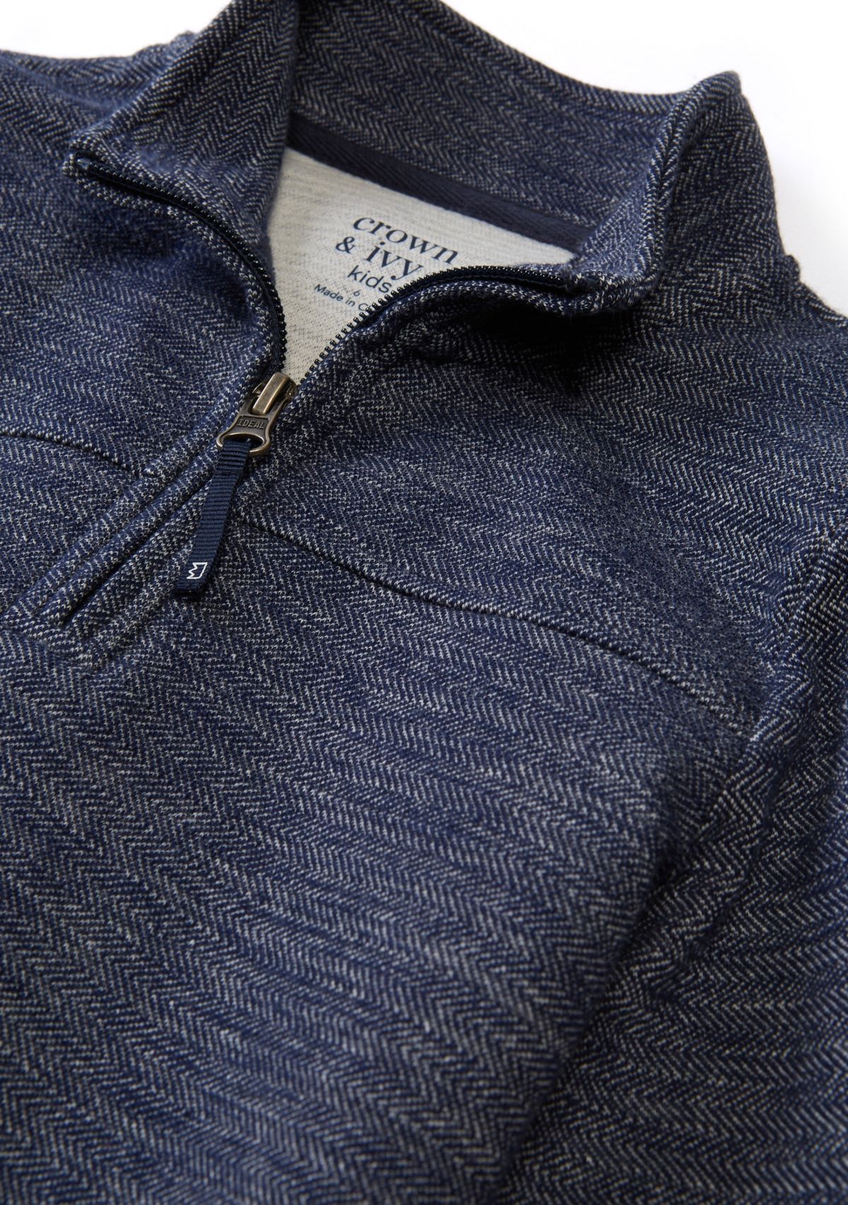 Girls 4-6x Herringbone Quarter Zip Pullover