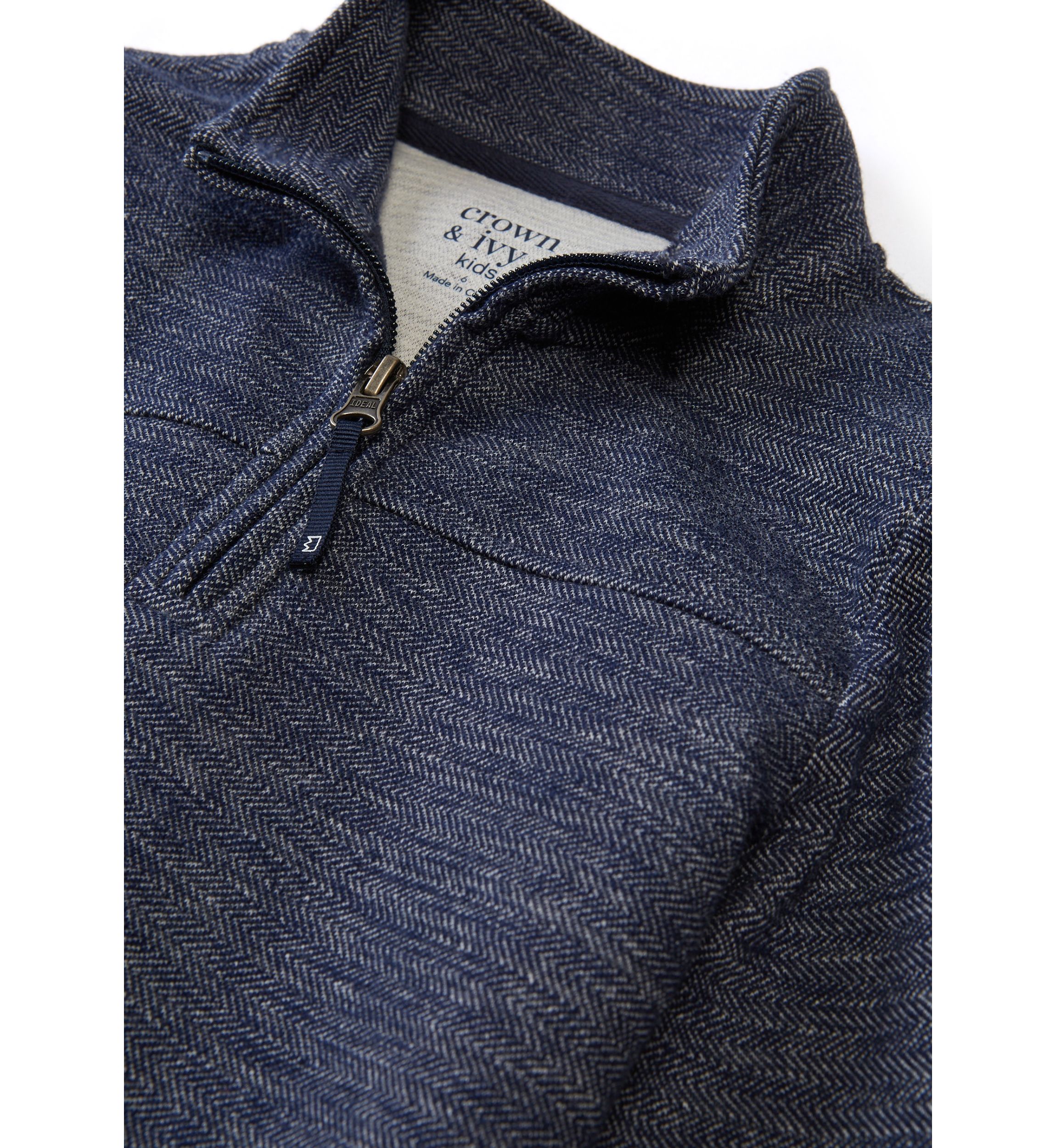 Girls 4-6x Herringbone Quarter Zip Pullover