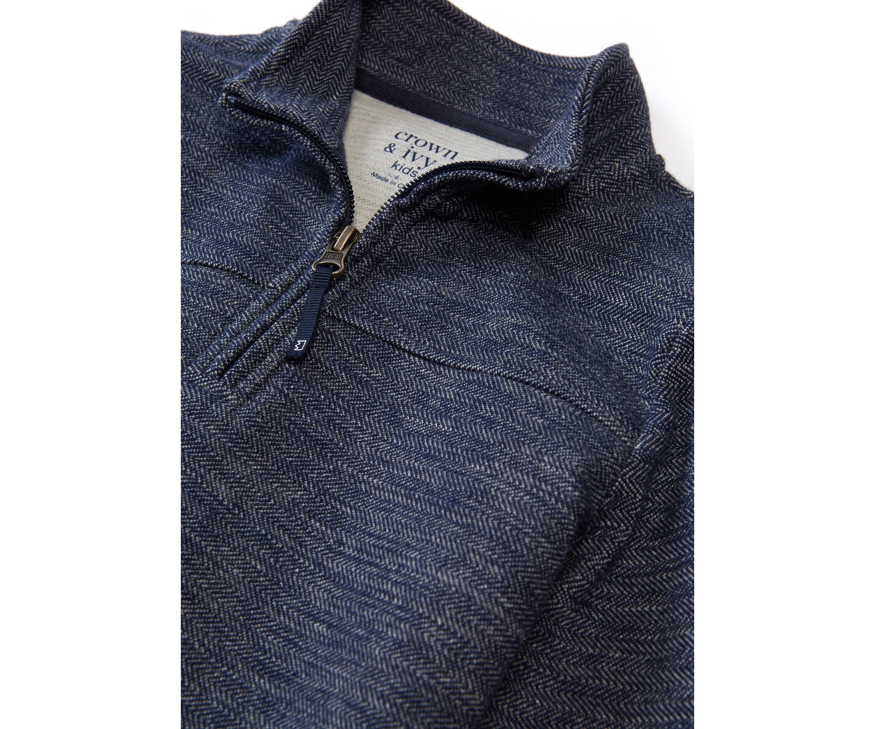 Girls 4-6x Herringbone Quarter Zip Pullover