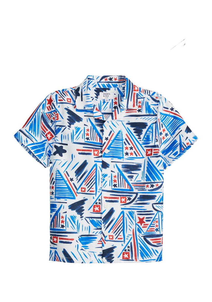 Boys 8-20 Printed Camp Shirt 