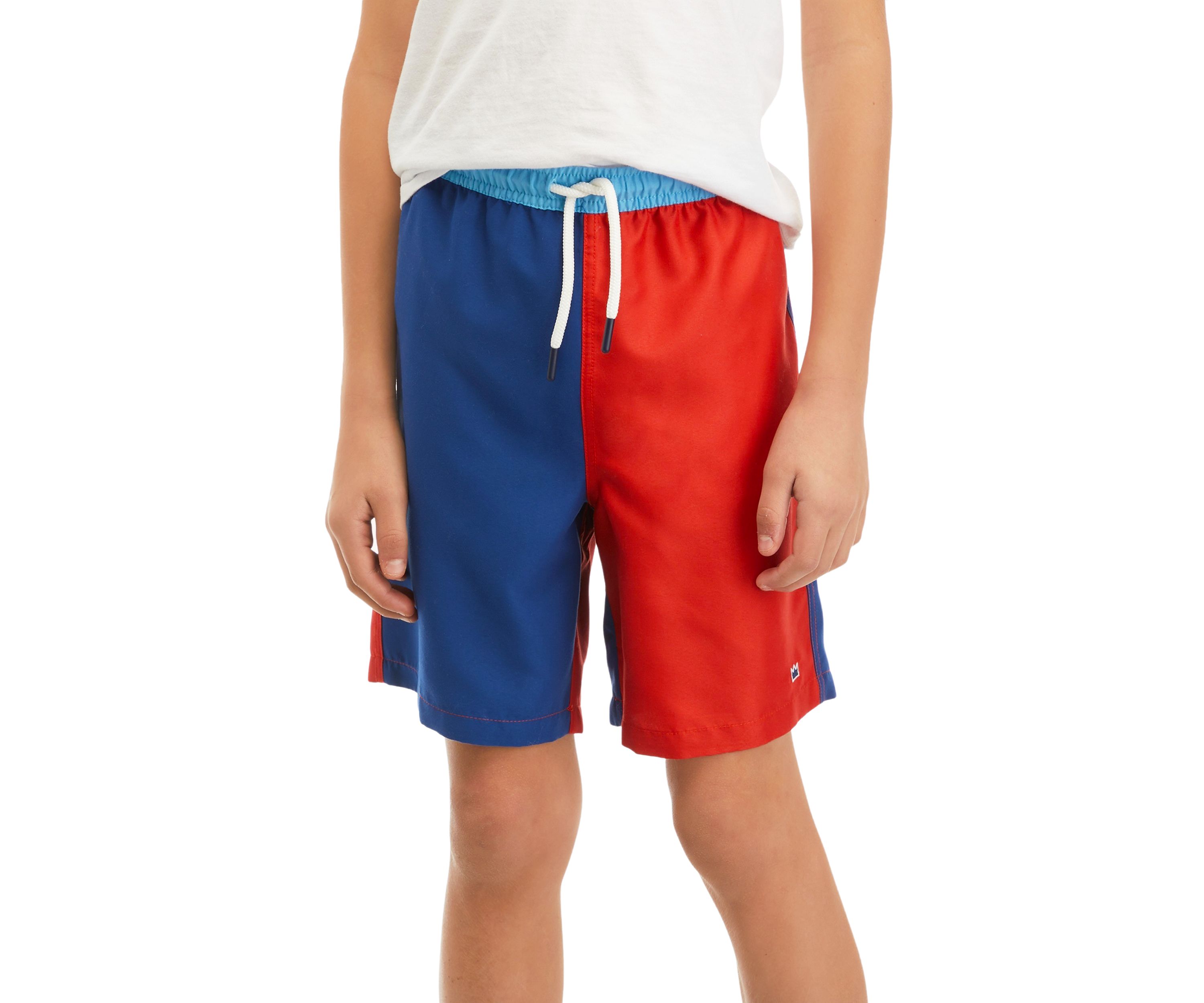 Boys 8-20 Printed Color Block Swim Trunks