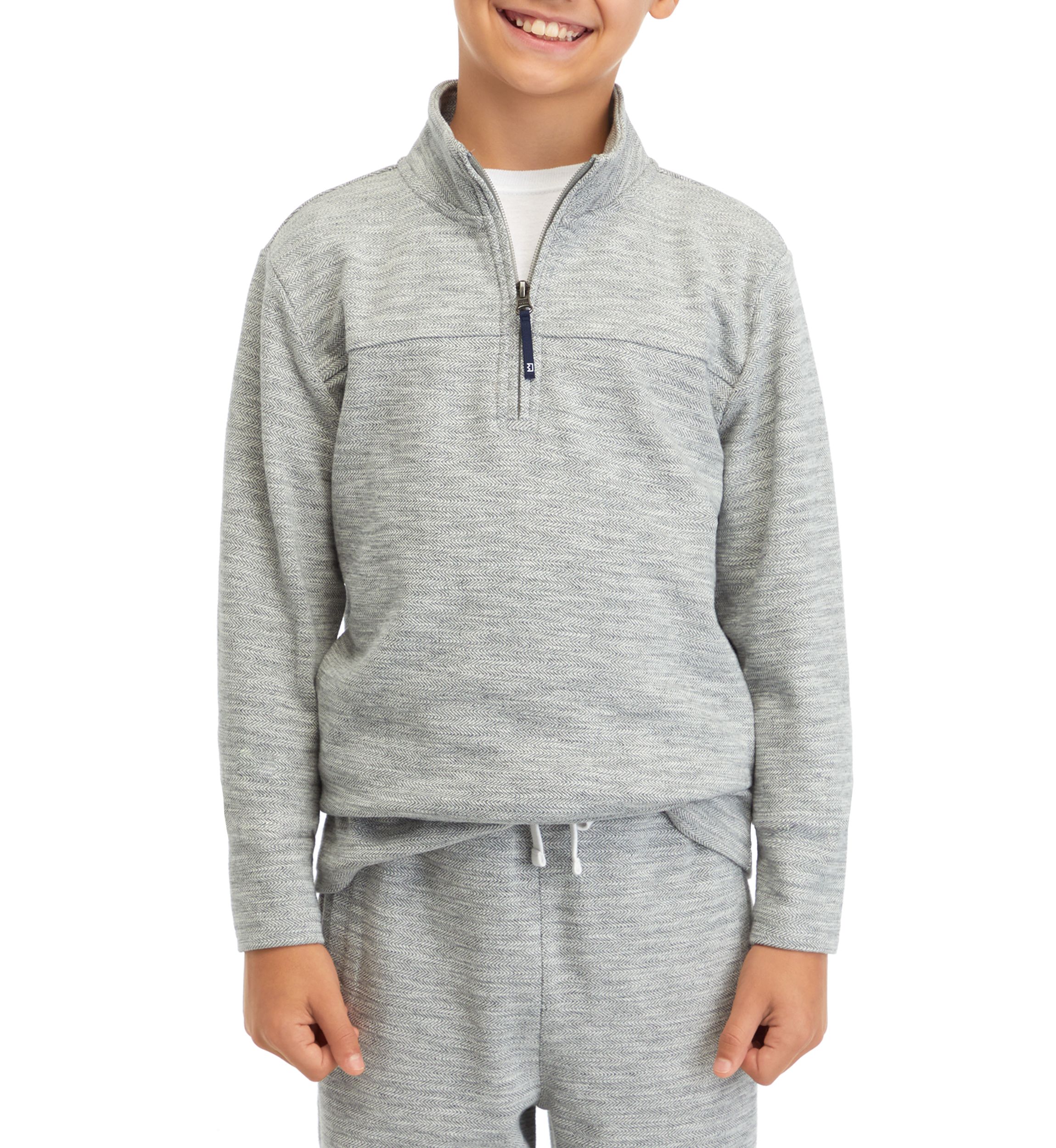 Boys 8-20 Heather Herringbone 1/4 Zip Pullover