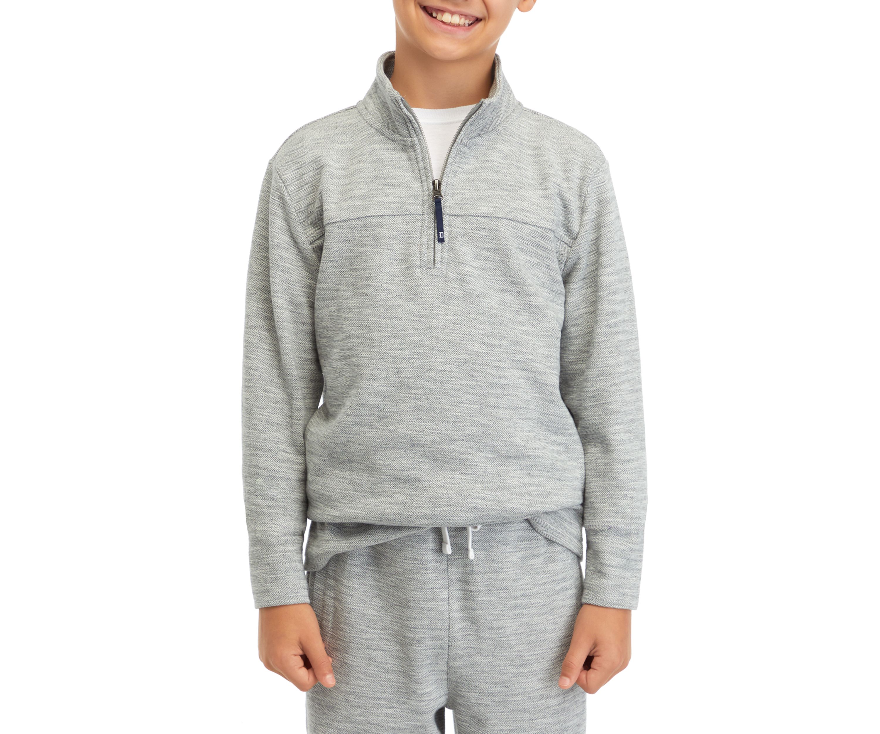 Boys 8-20 Heather Herringbone 1/4 Zip Pullover