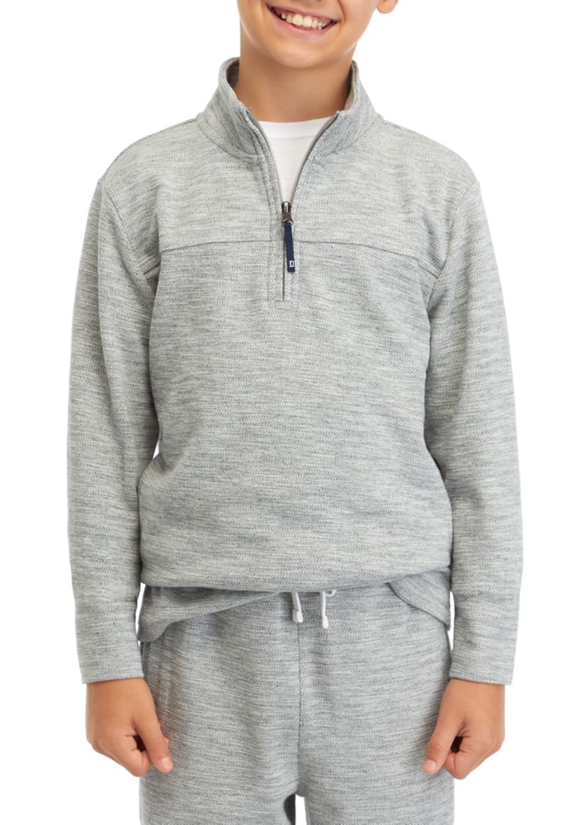 Boys 8-20 Heather Herringbone 1/4 Zip Pullover