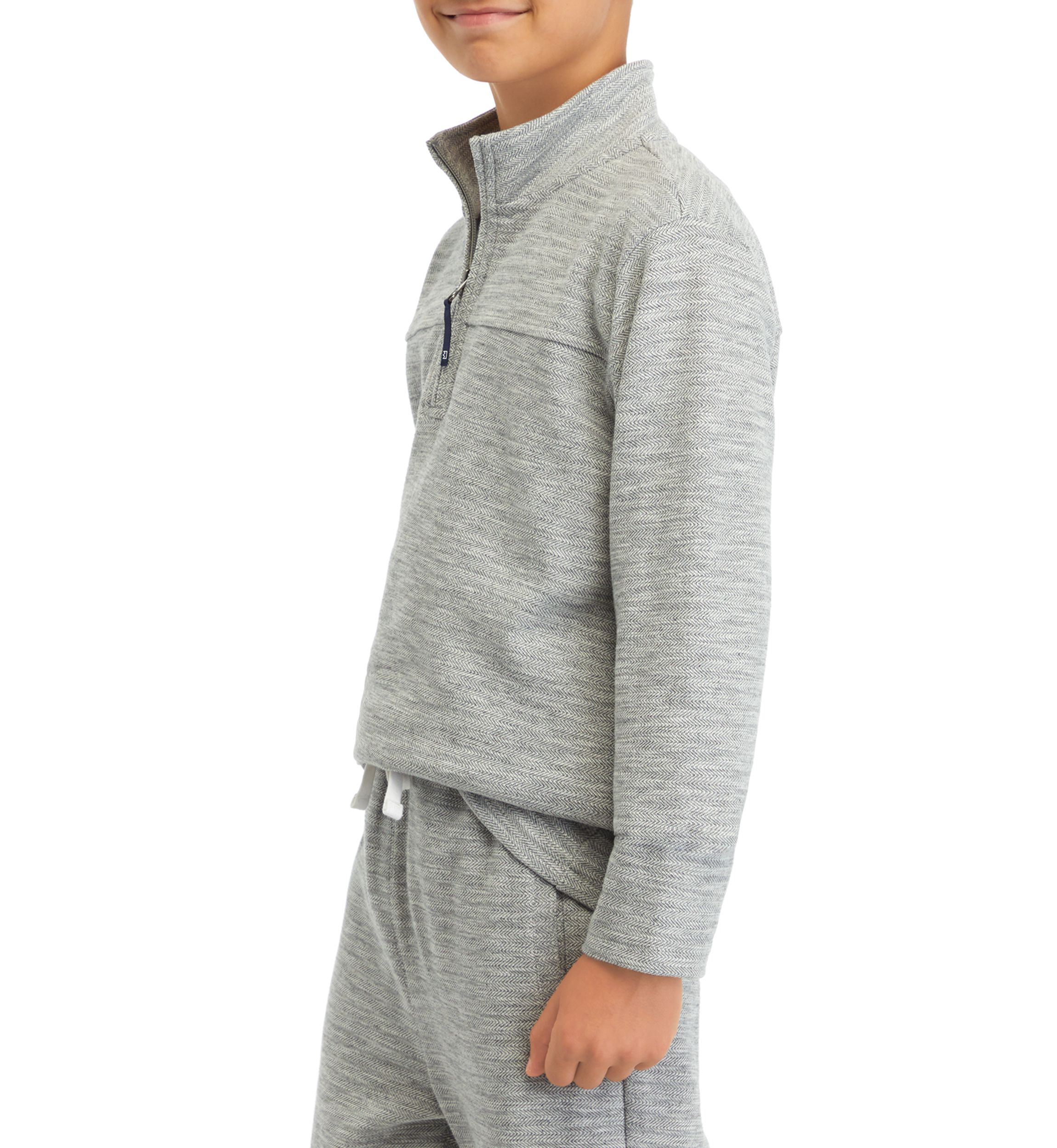 Boys 8-20 Heather Herringbone 1/4 Zip Pullover