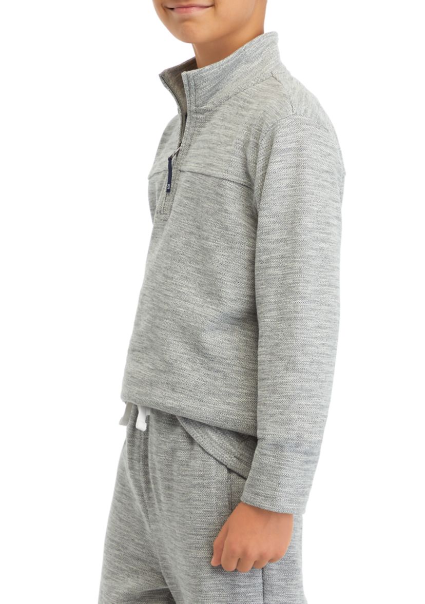 Boys 8-20 Heather Herringbone 1/4 Zip Pullover