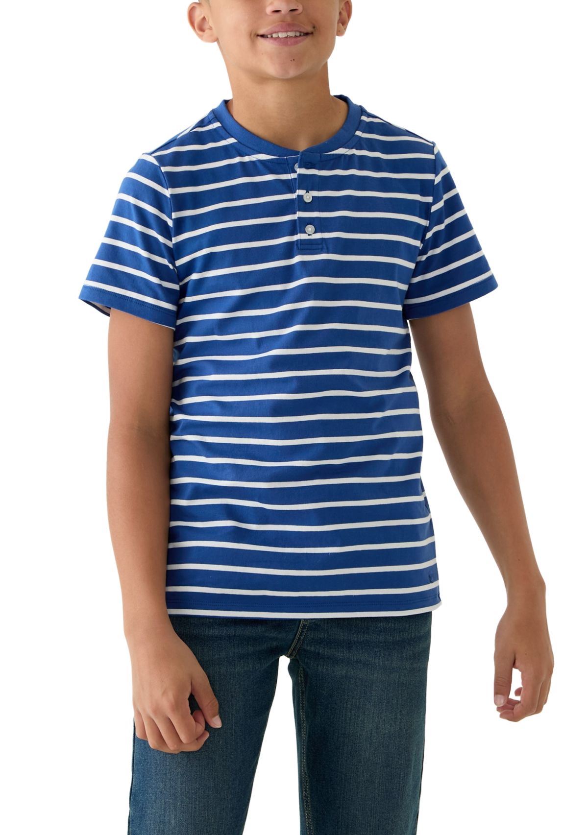 Boys 8-20 Short Sleeve Printed Henley Shirt 