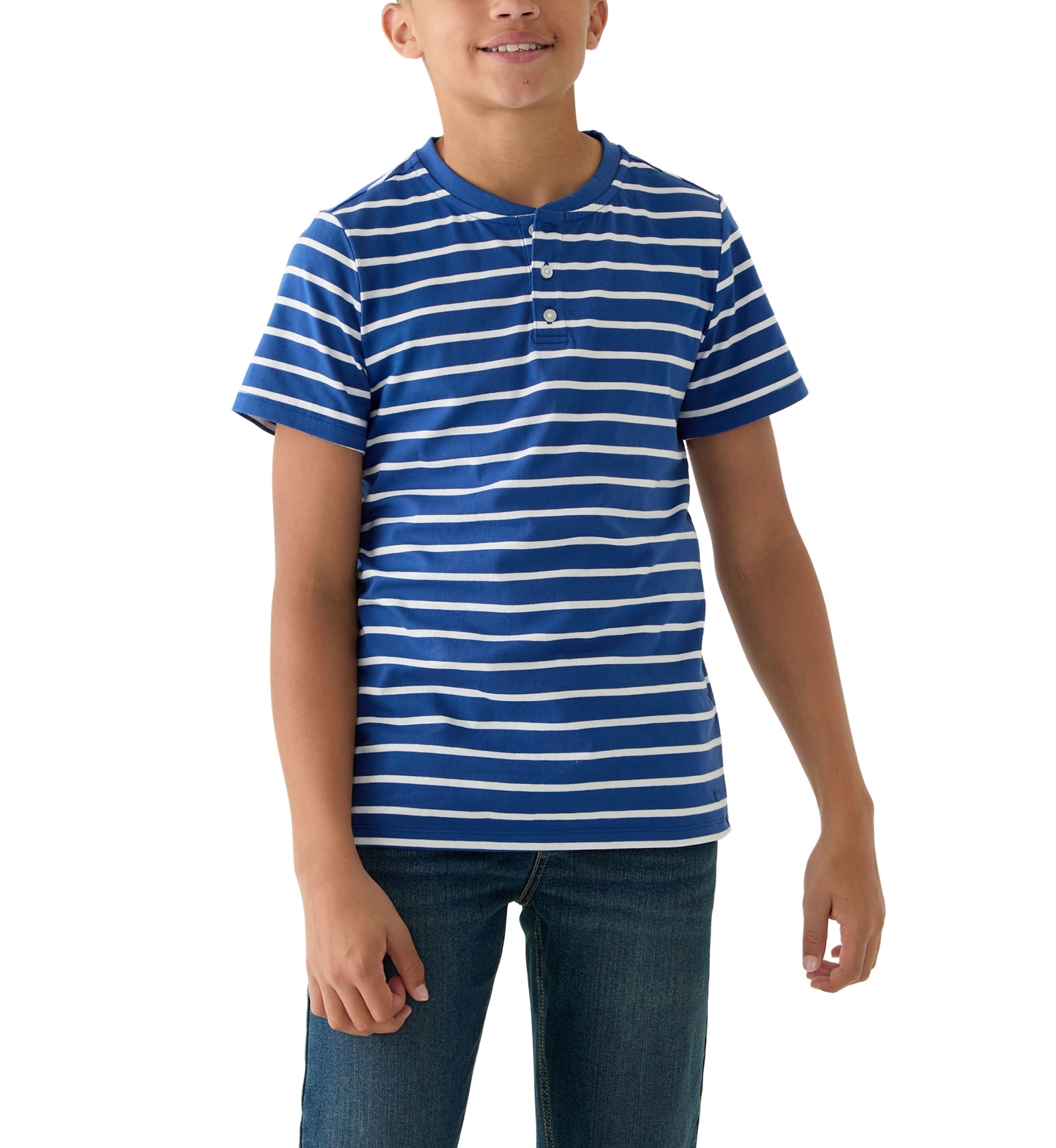 Boys 8-20 Short Sleeve Printed Henley Shirt 