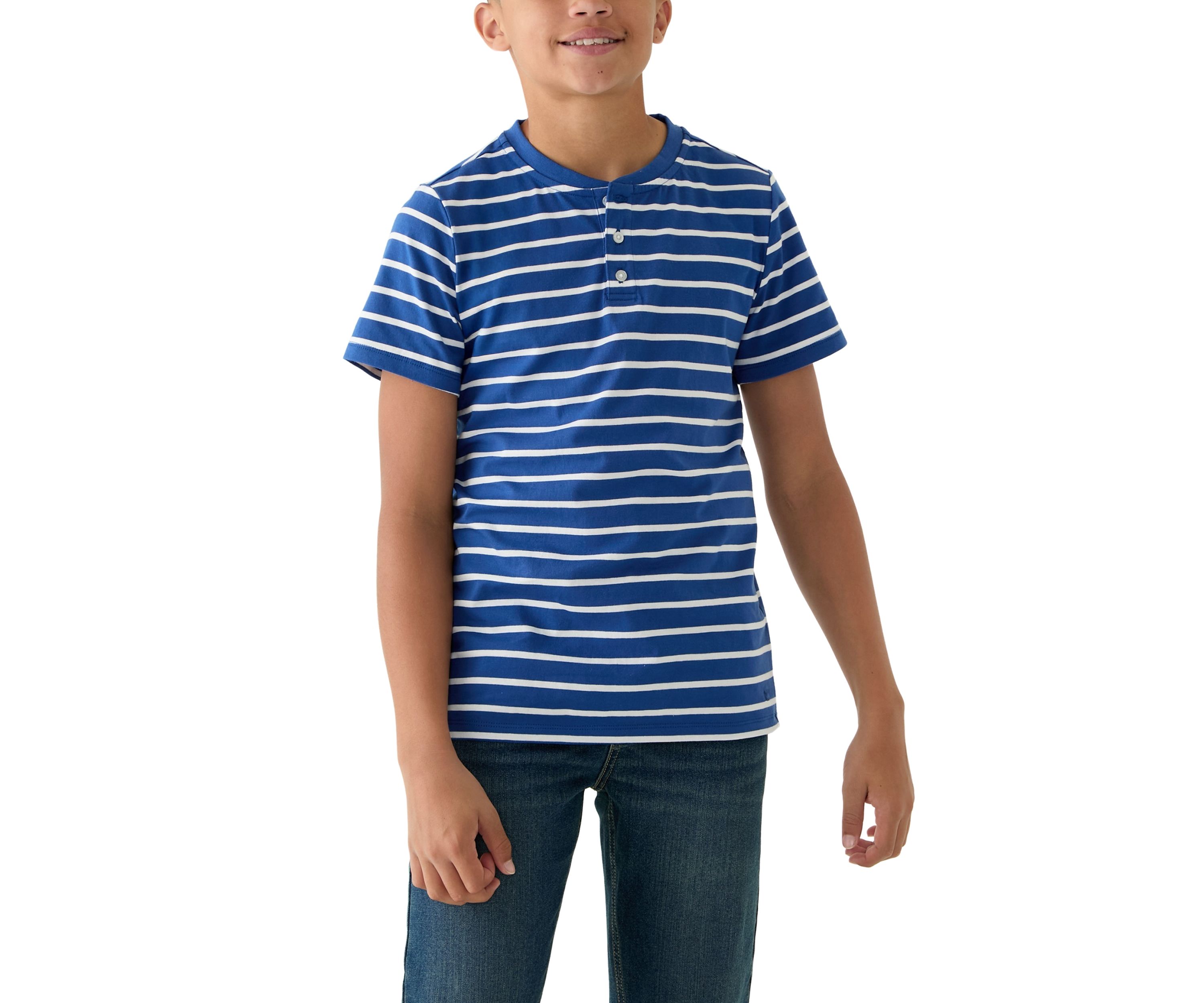 Boys 8-20 Short Sleeve Printed Henley Shirt 