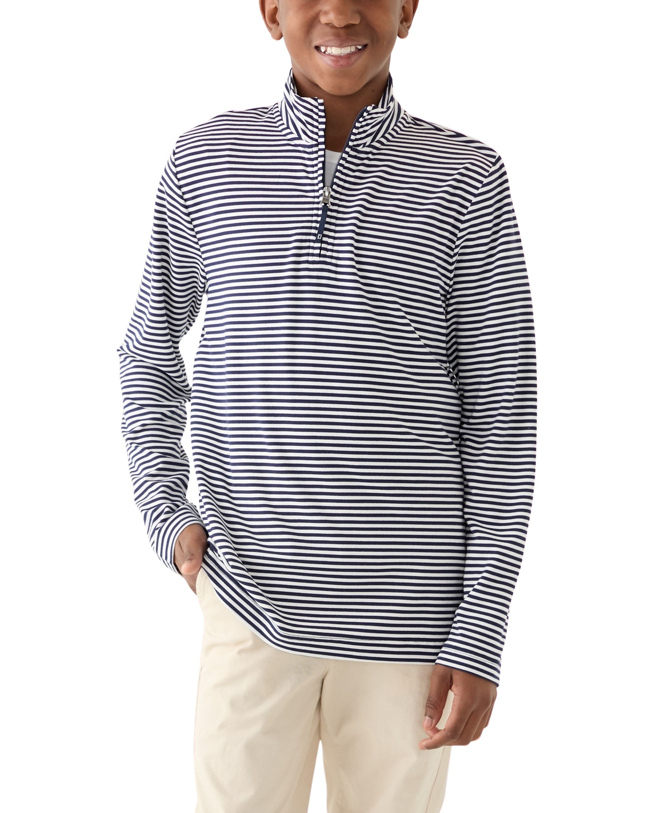 Boys 8-20 Stripe Performance 1/4 Zip Pullover
