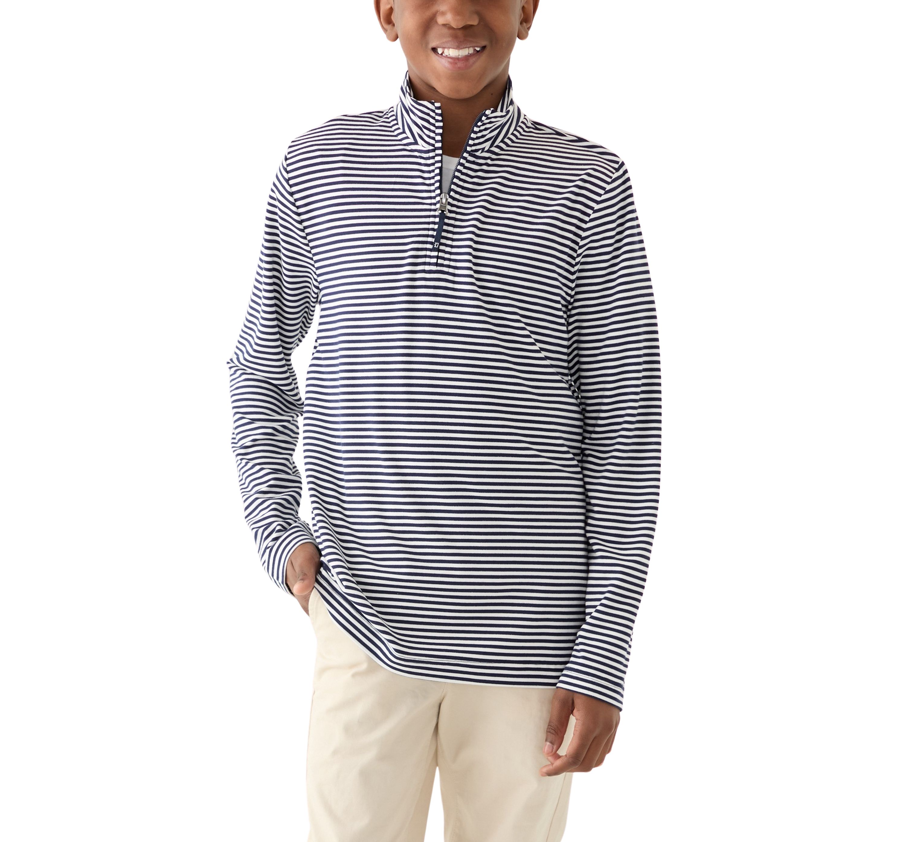 Boys 8-20 Stripe Performance 1/4 Zip Pullover